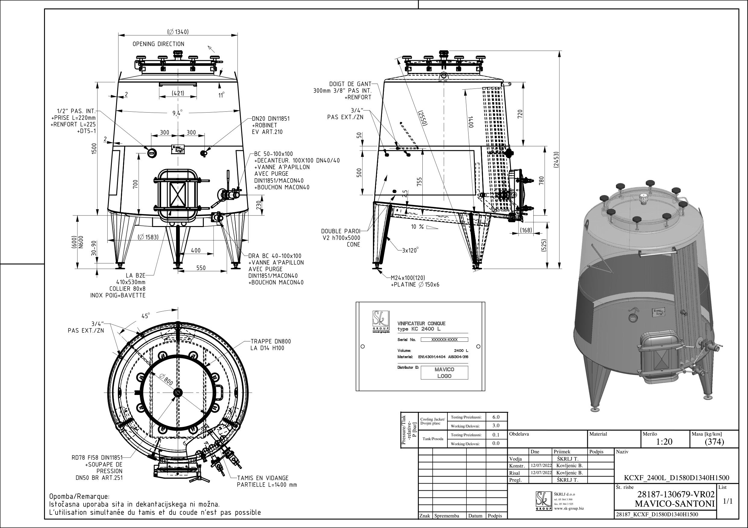 Cone-shaped fermenter KCX