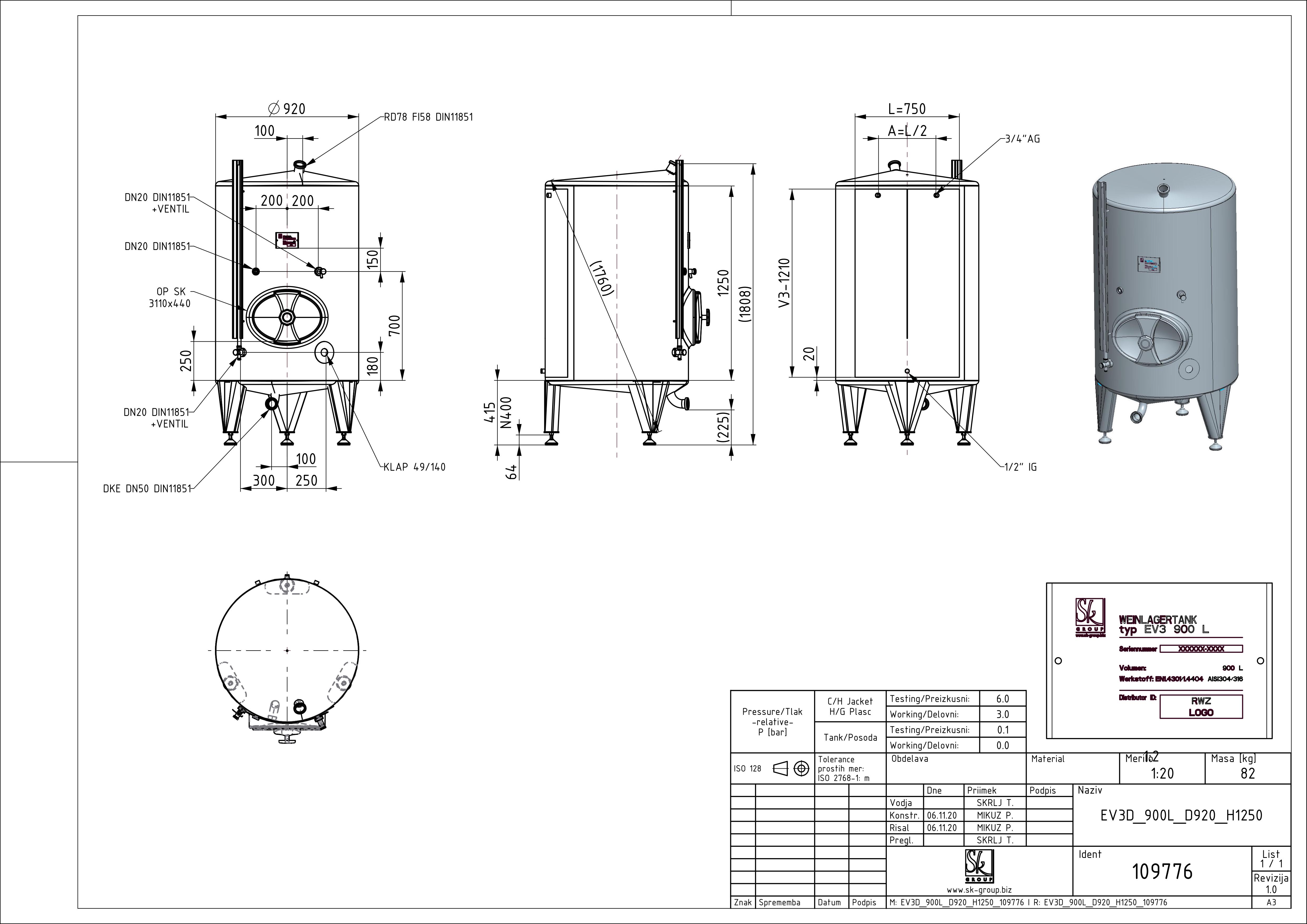 Classic storage tank with double jacket