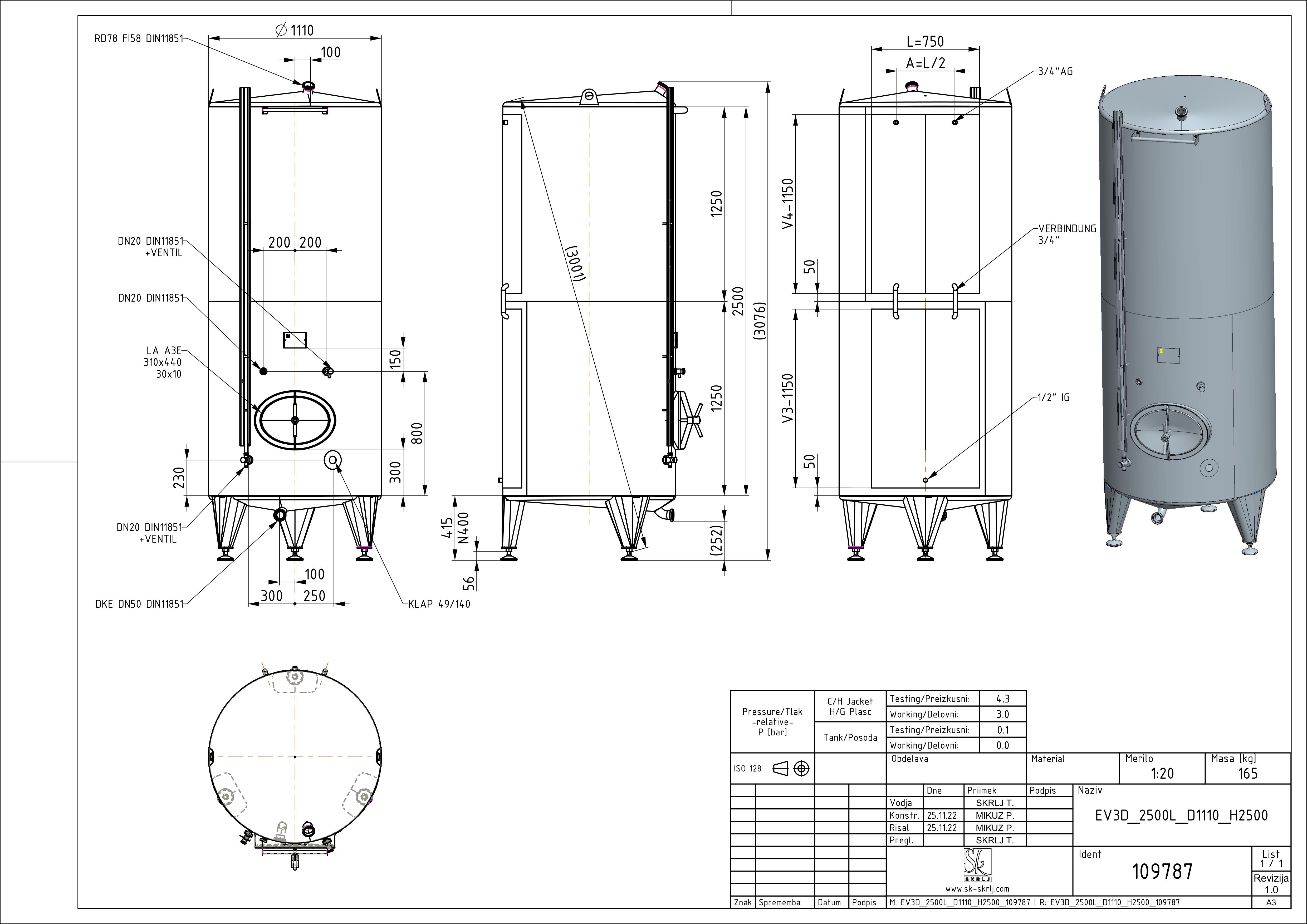 Classic storage tank with double jacket