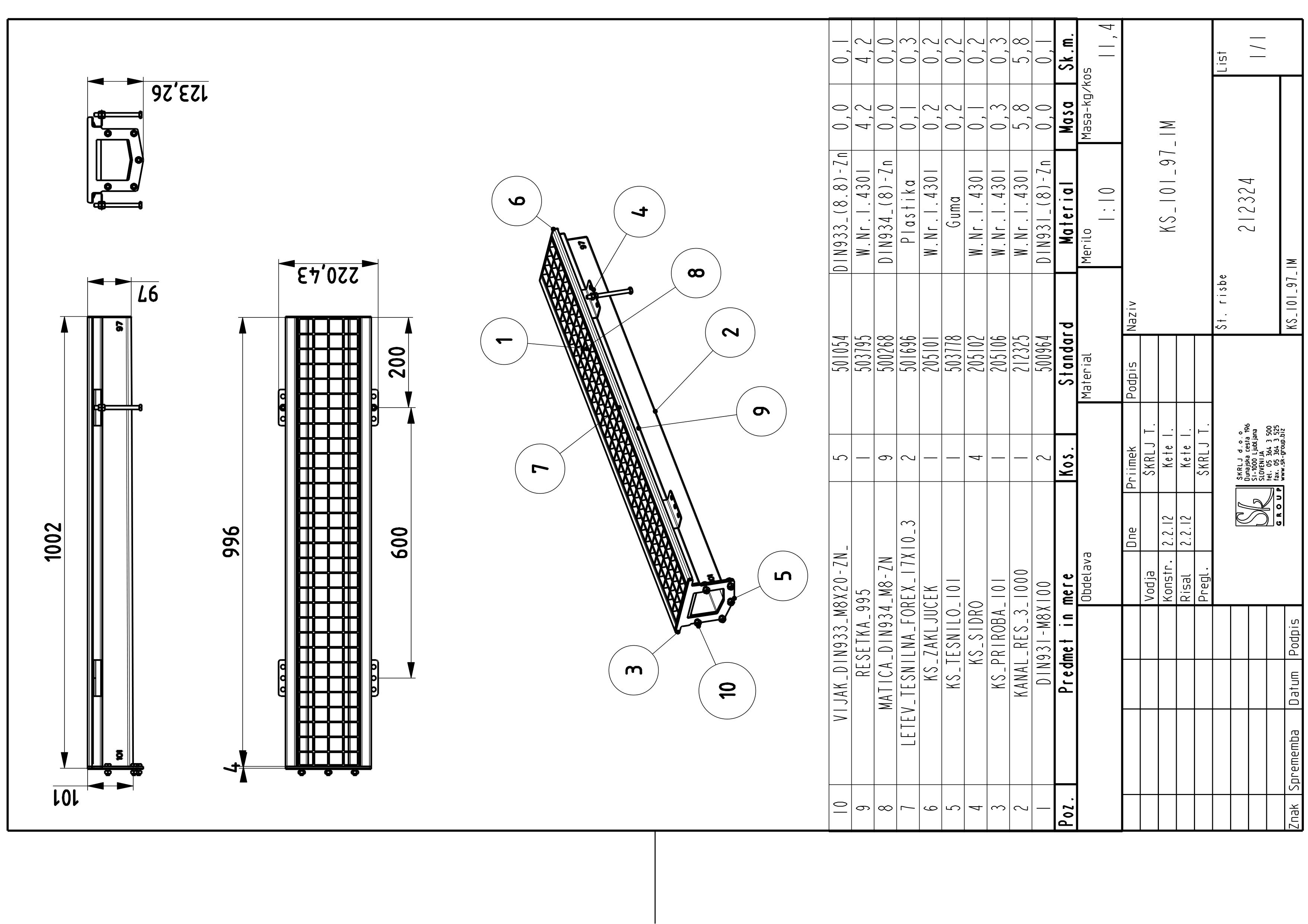 KS, drainage chanell, box type with grating