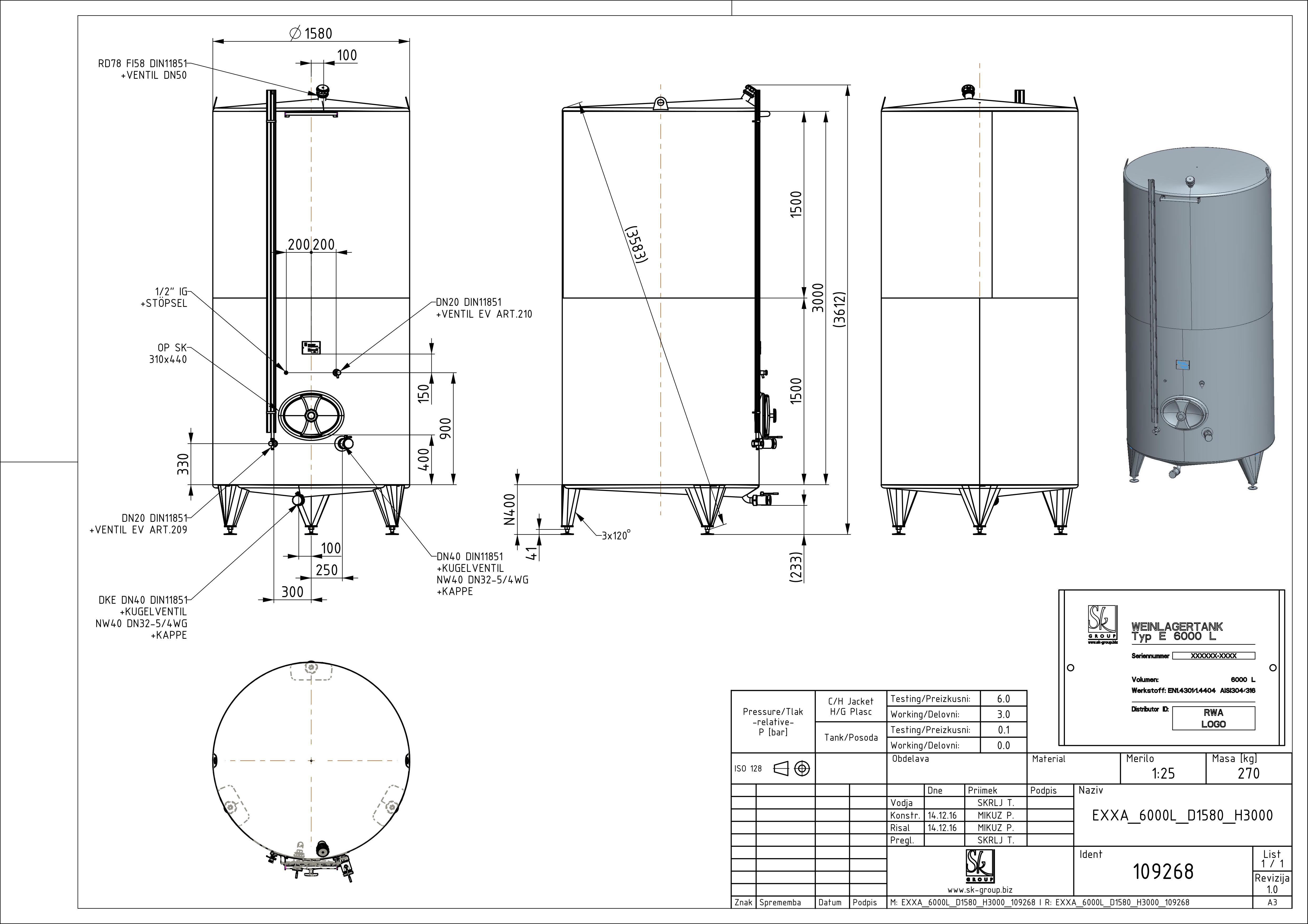 Classic storage tank