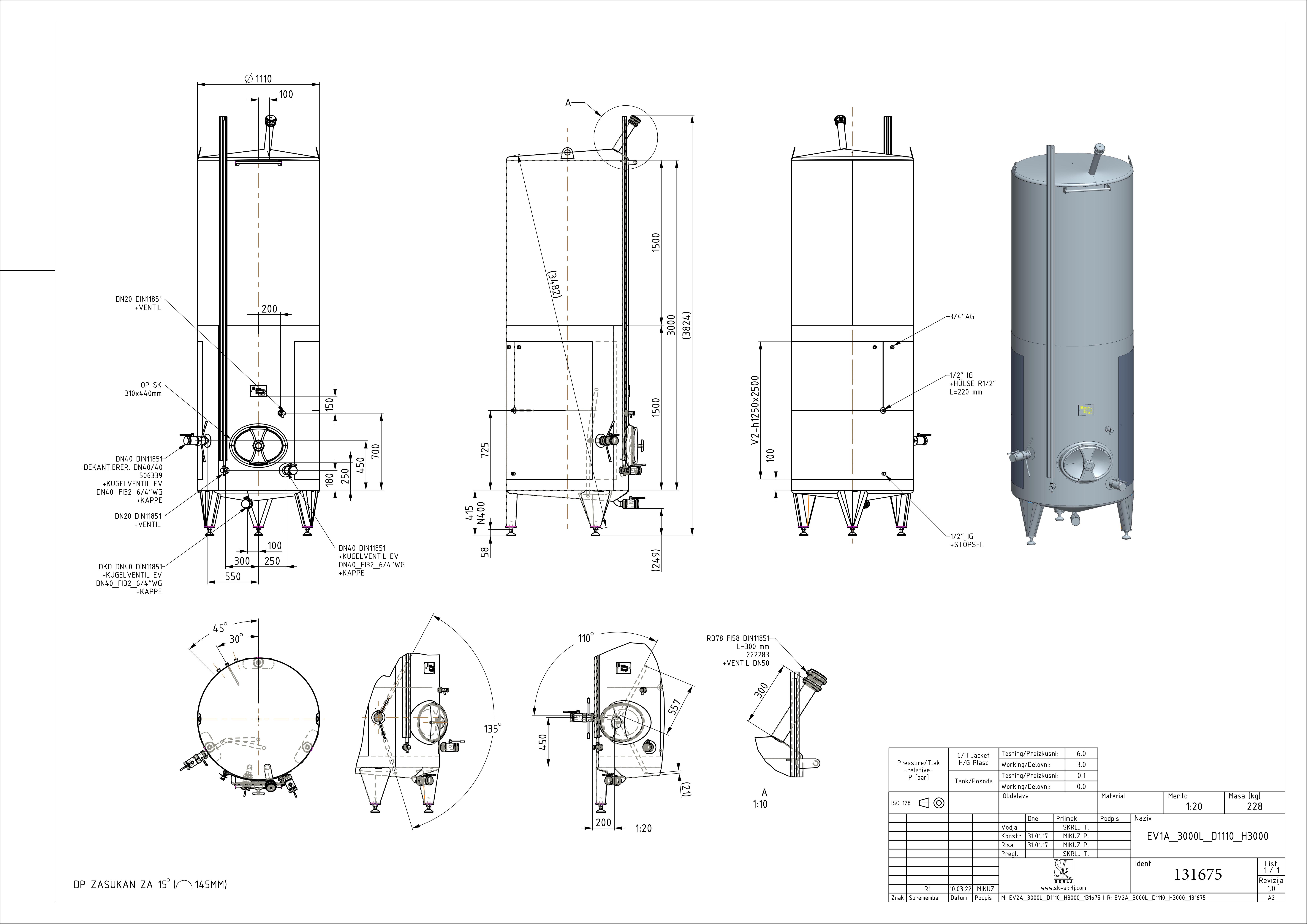 Classic storage tank with double jacket
