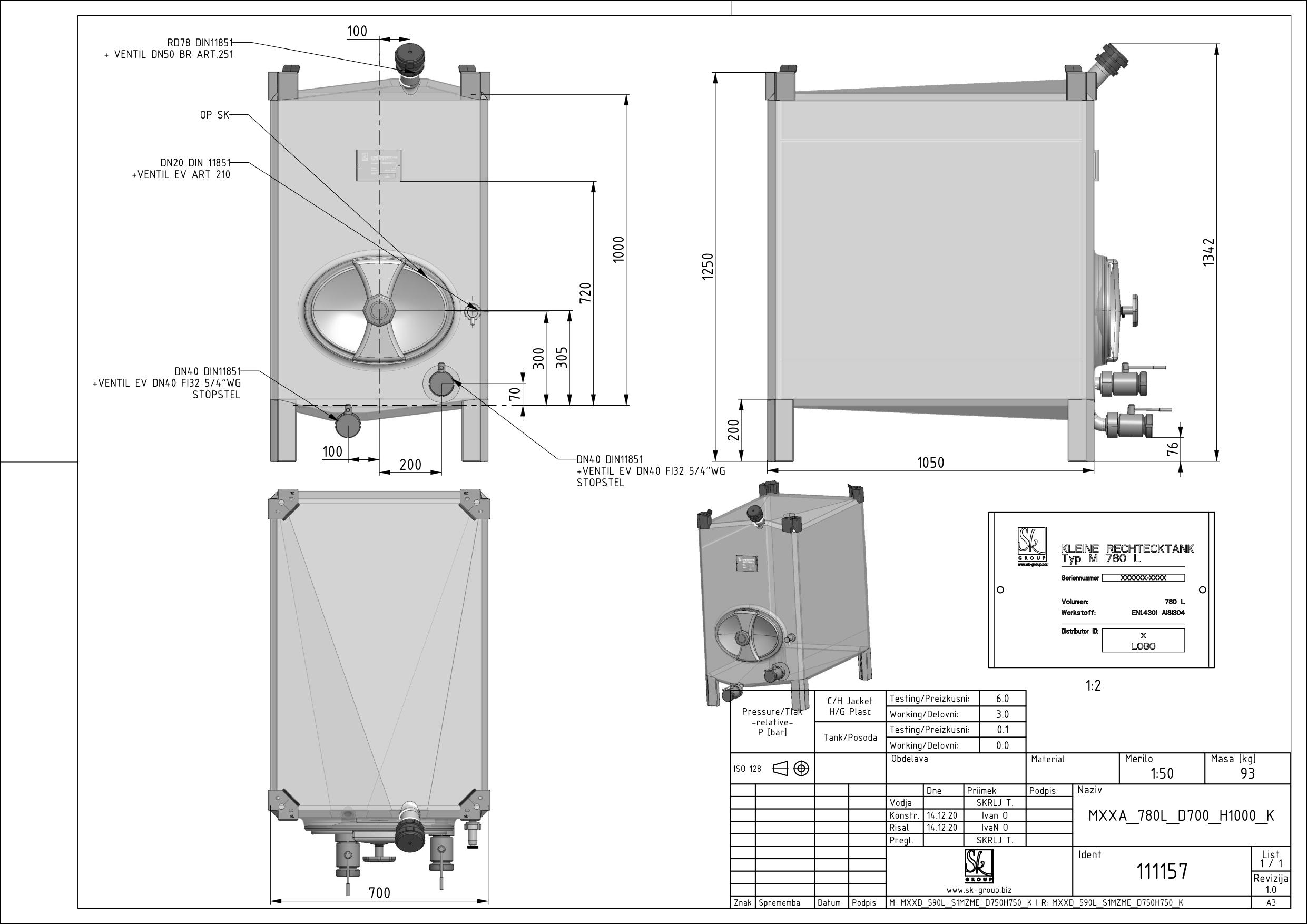 Small rectangular storage tank