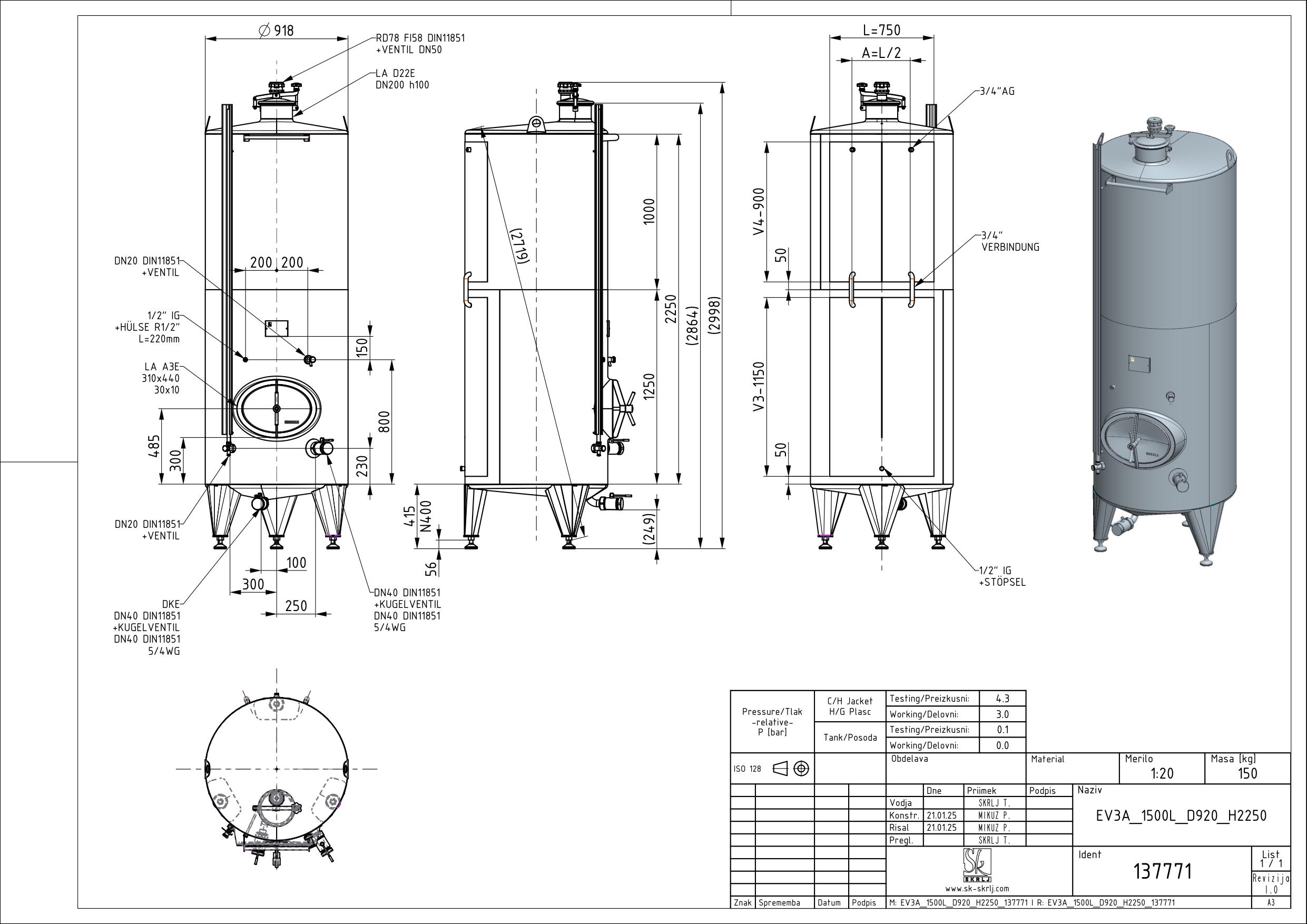 Classic storage tank with double jacket