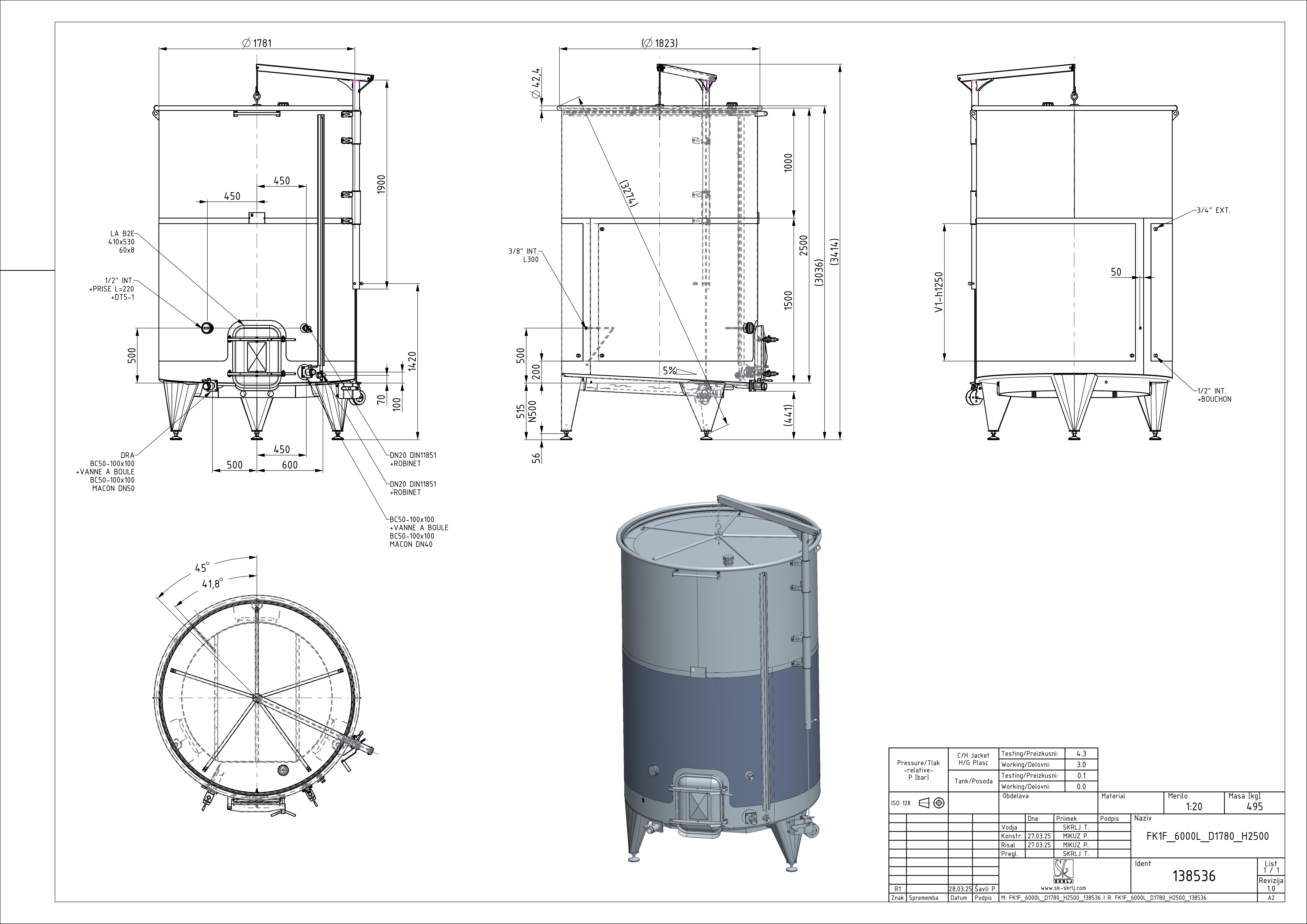 Open pump-over fermenter with double jacket
