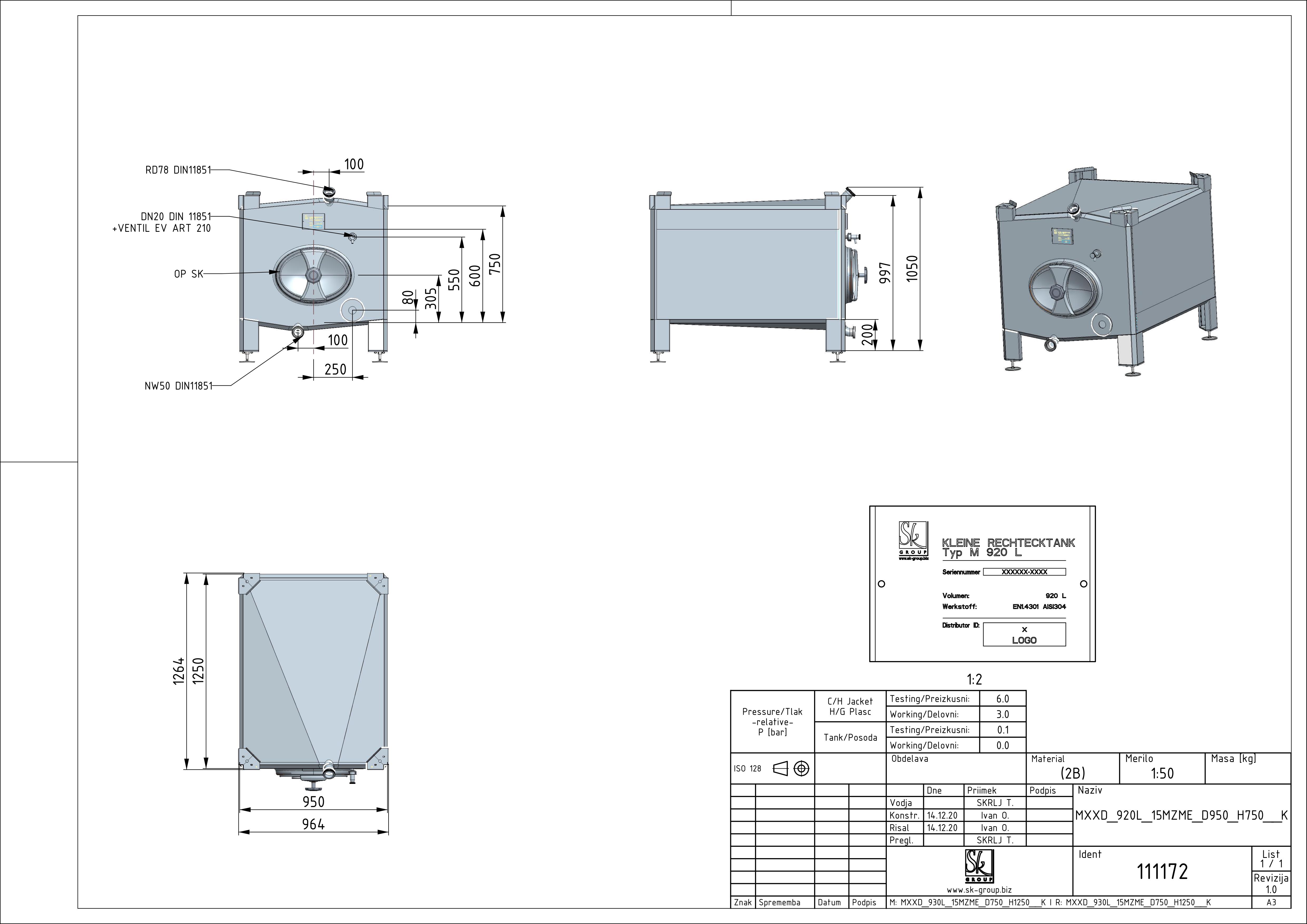 Small rectangular storage tank
