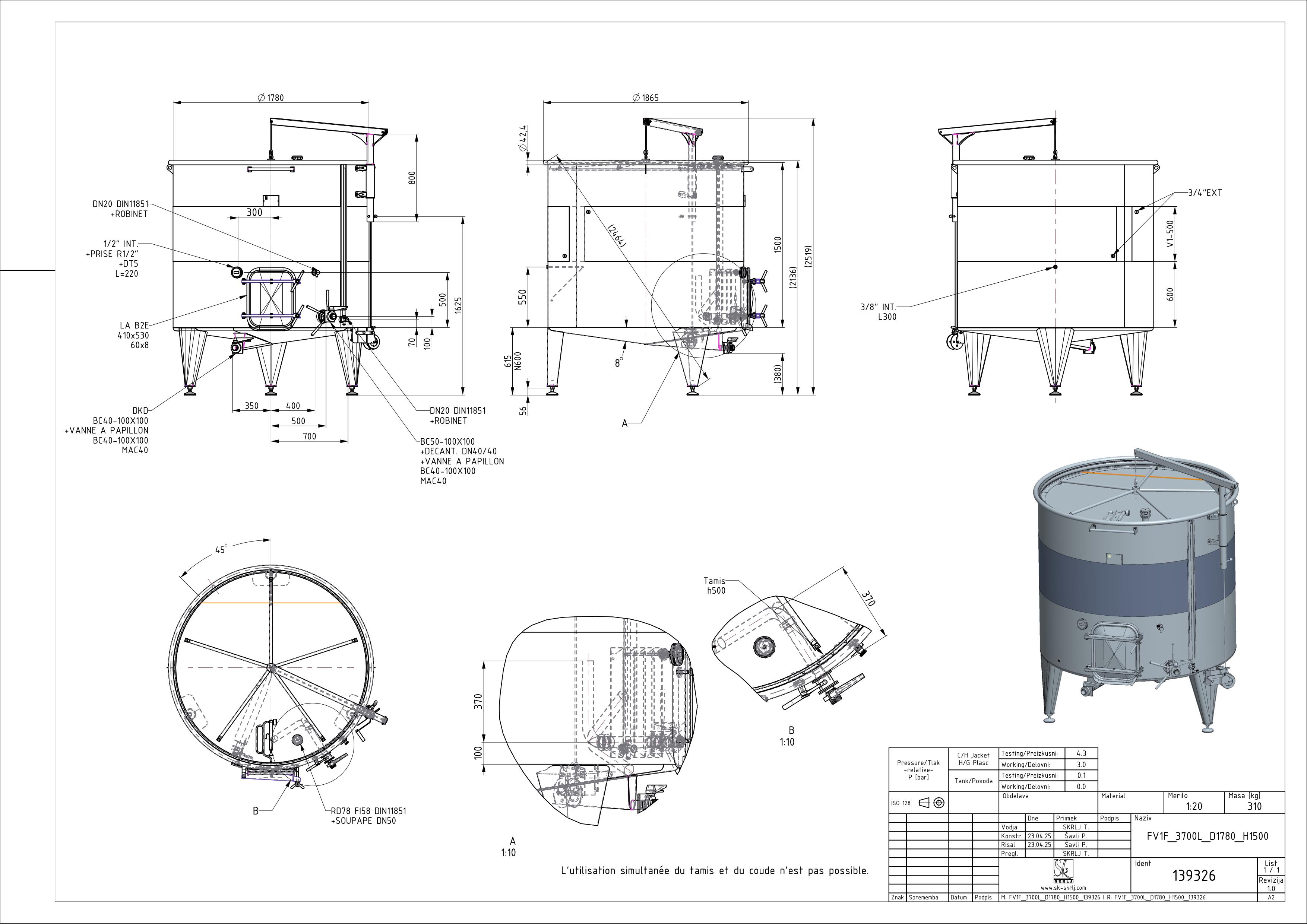 Storage tank with floating lid and double jacket