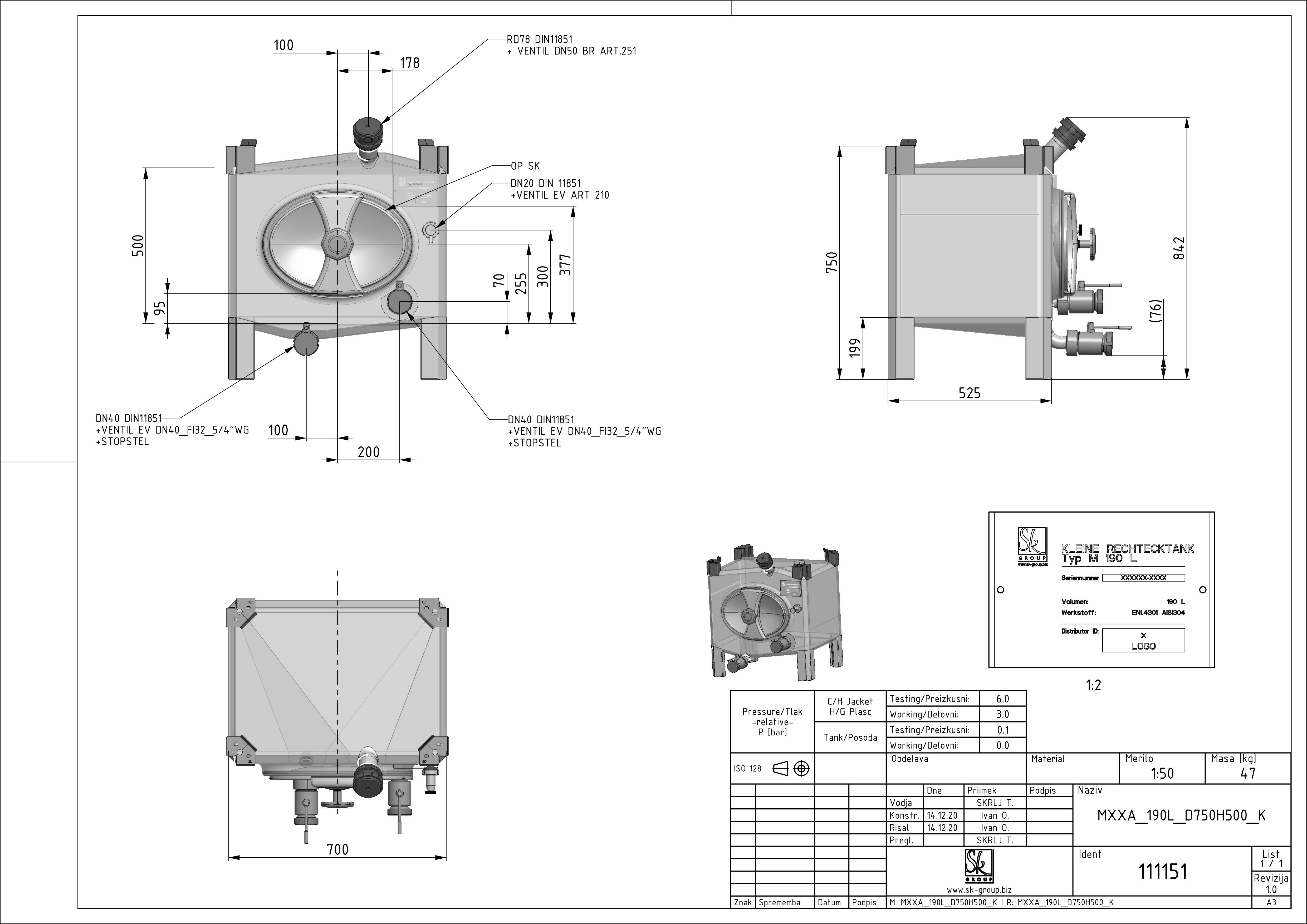 Small rectangular storage tank