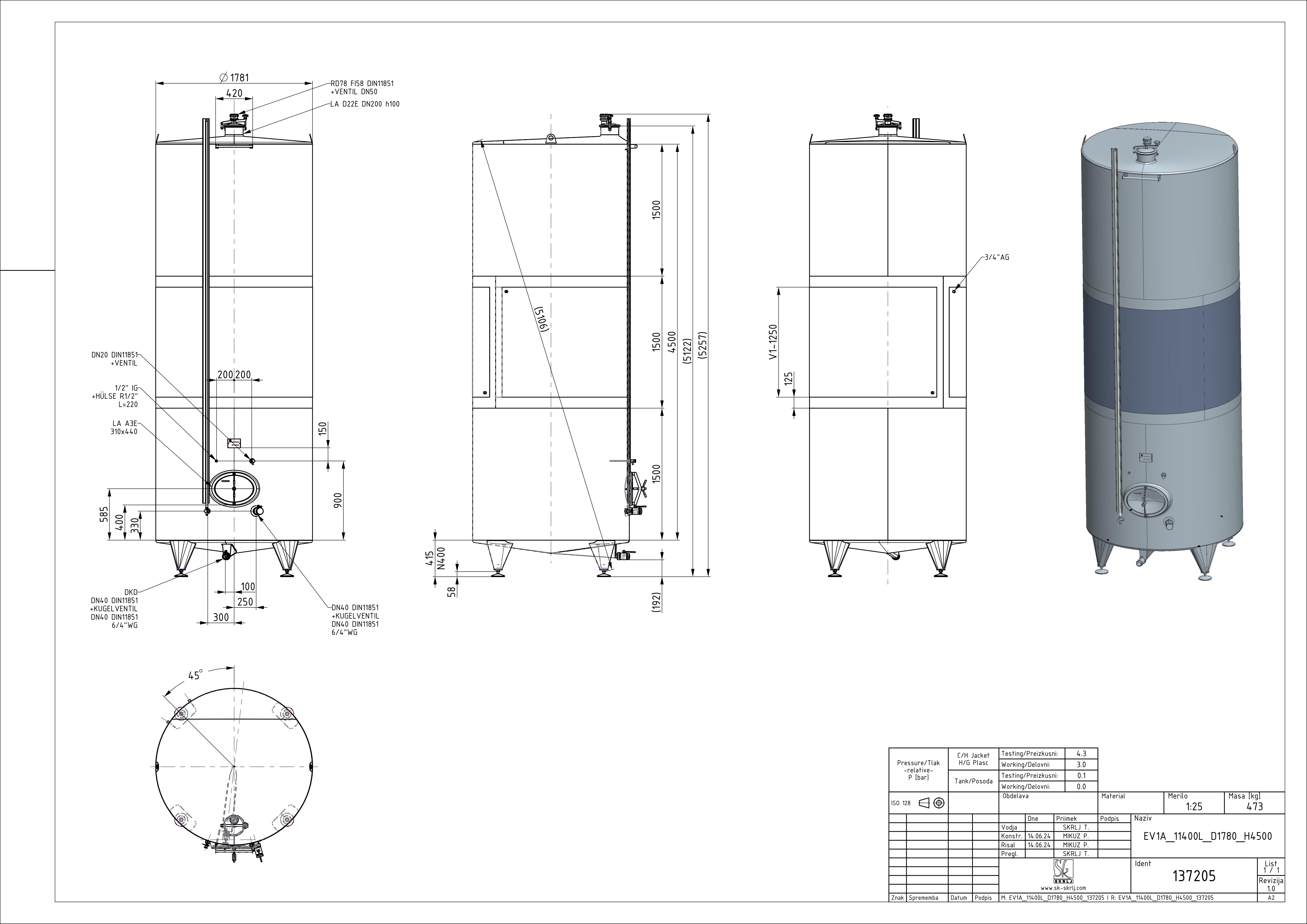 Classic storage tank with double jacket
