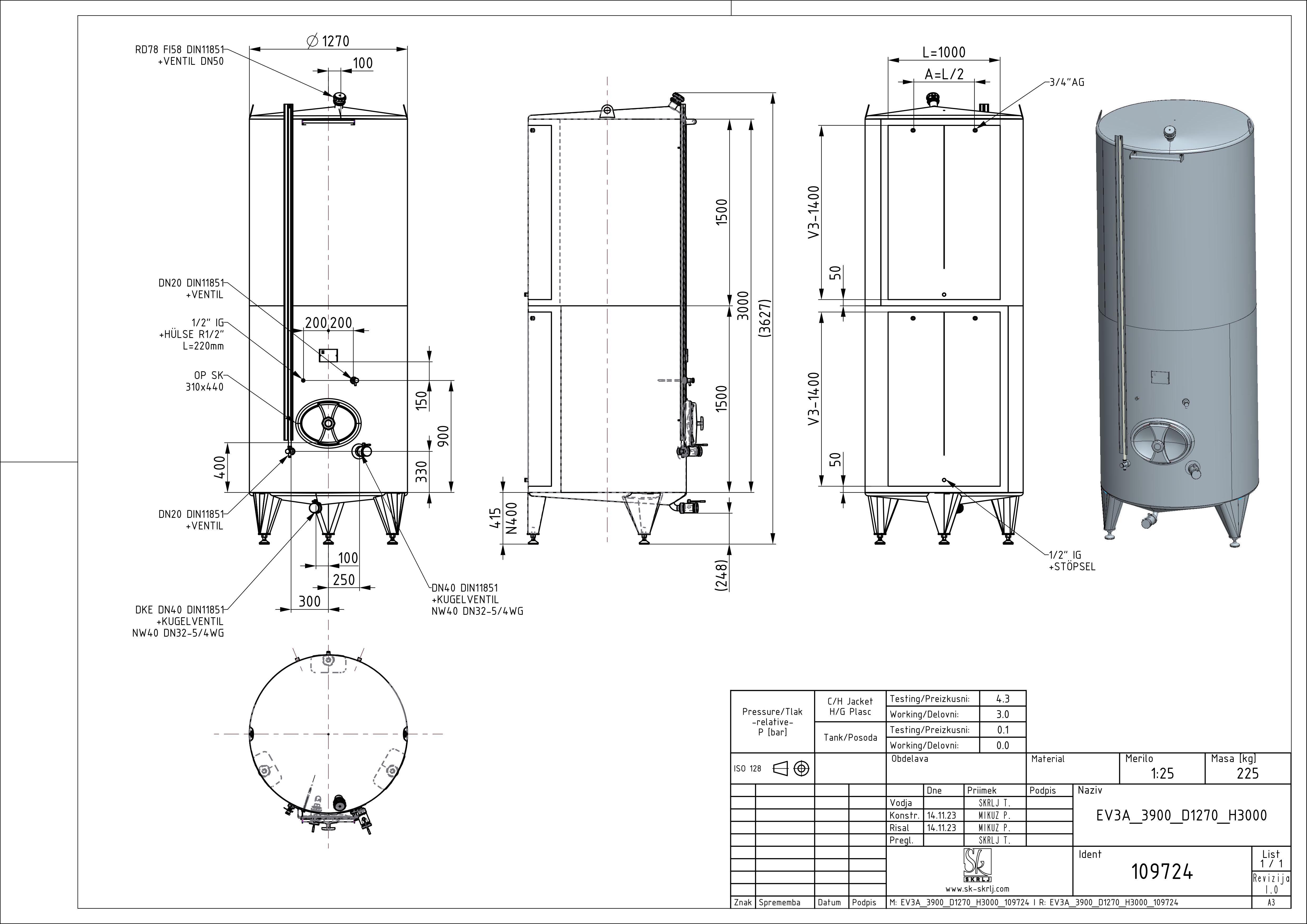 Classic storage tank with double jacket