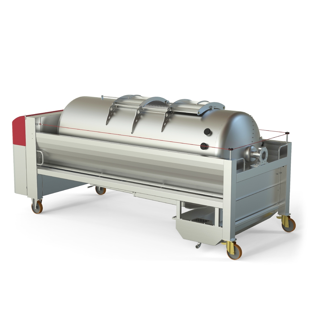 Pneumatic press type PST - closed pressing system, closed drum with internal drain channels