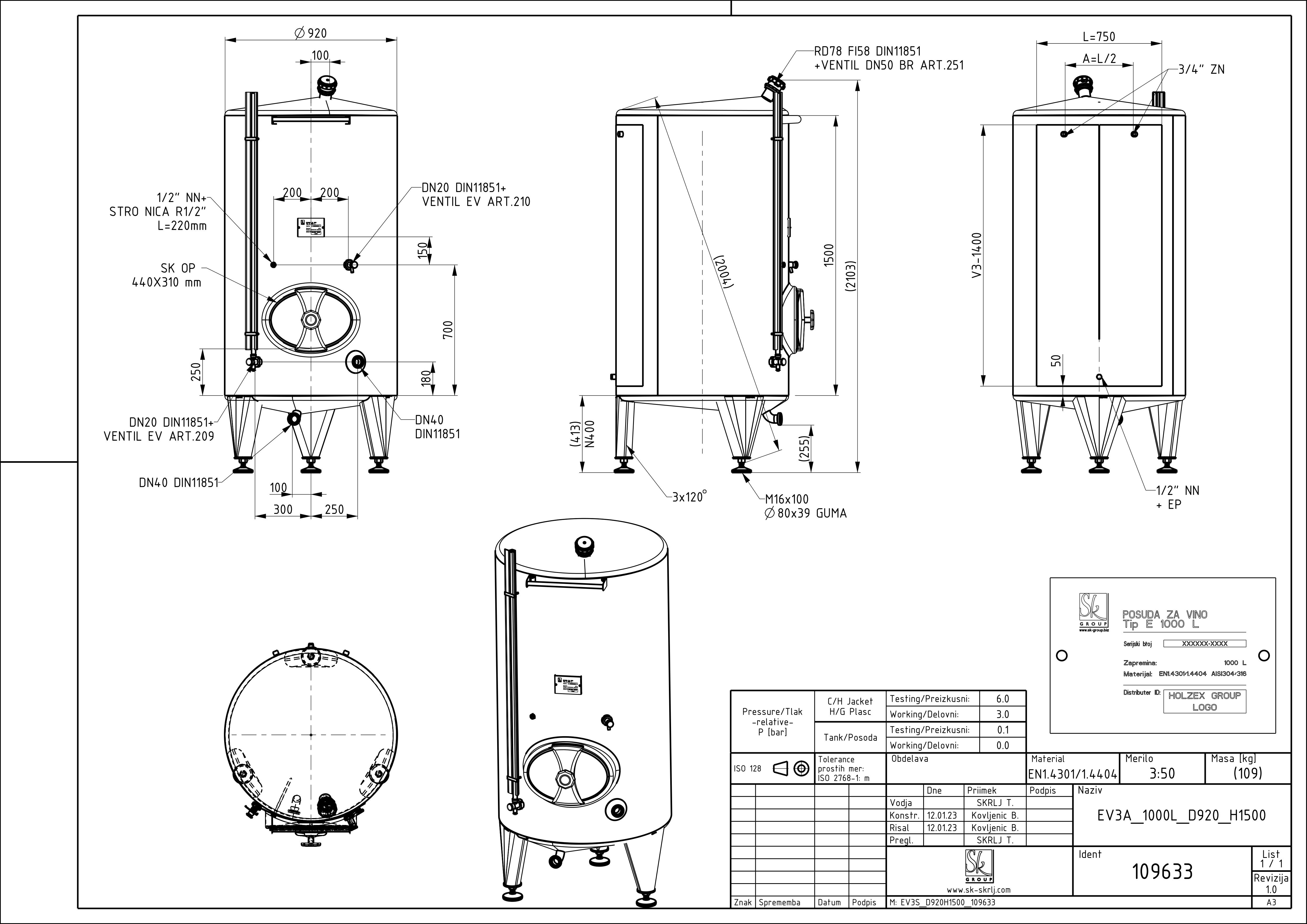 Classic storage tank with double jacket