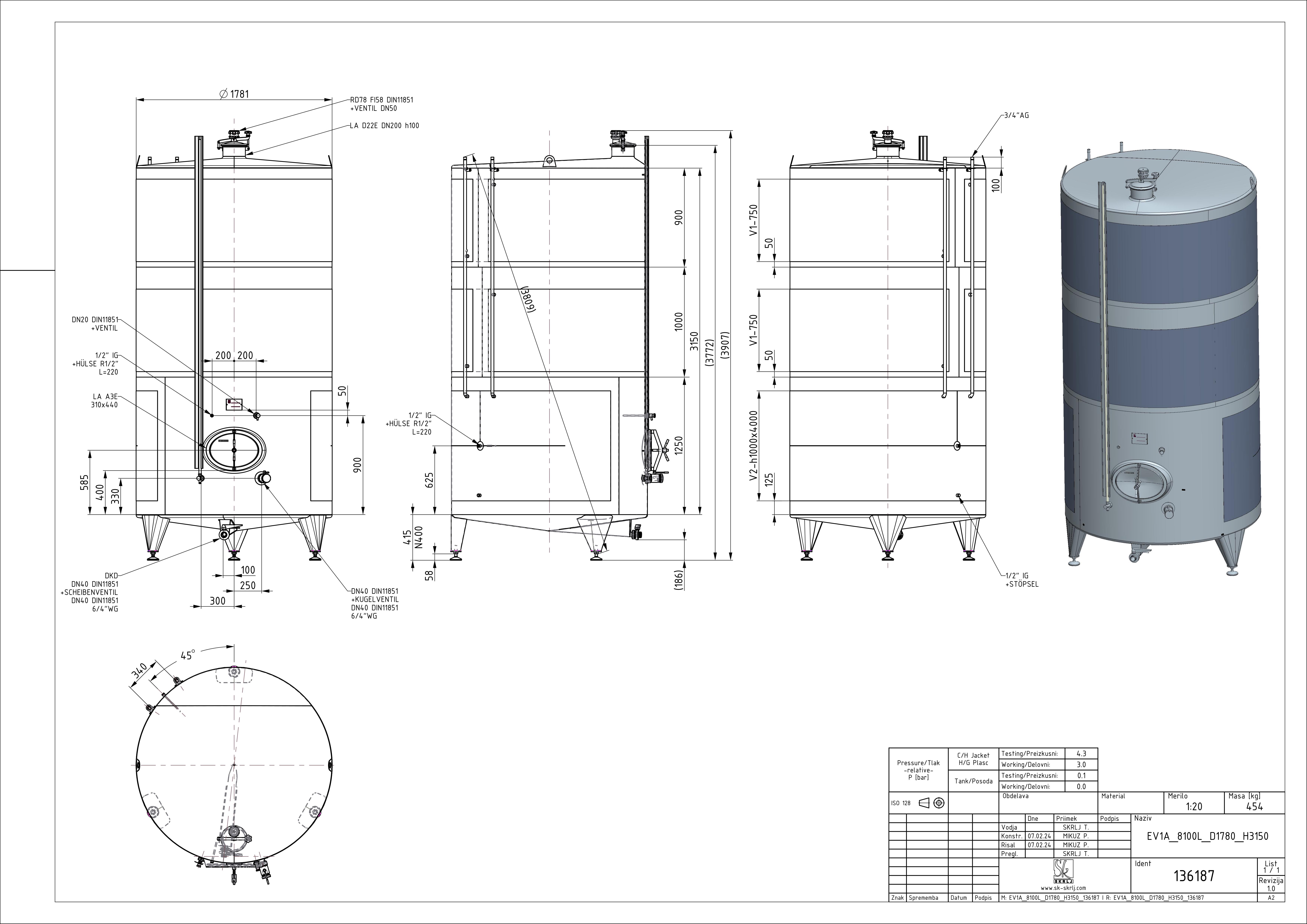 Classic storage tank with double jacket