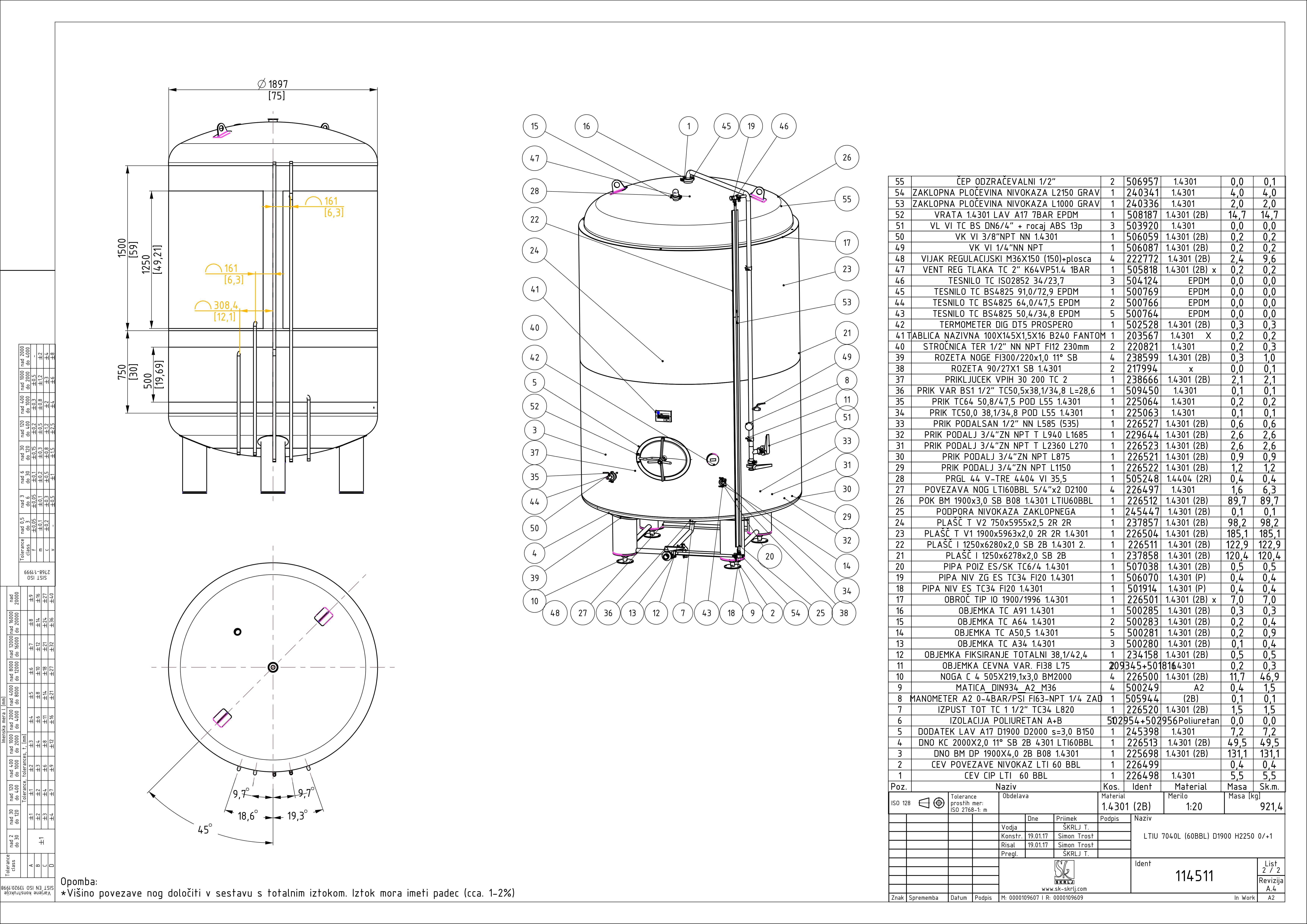 Brite beer tank, insulated