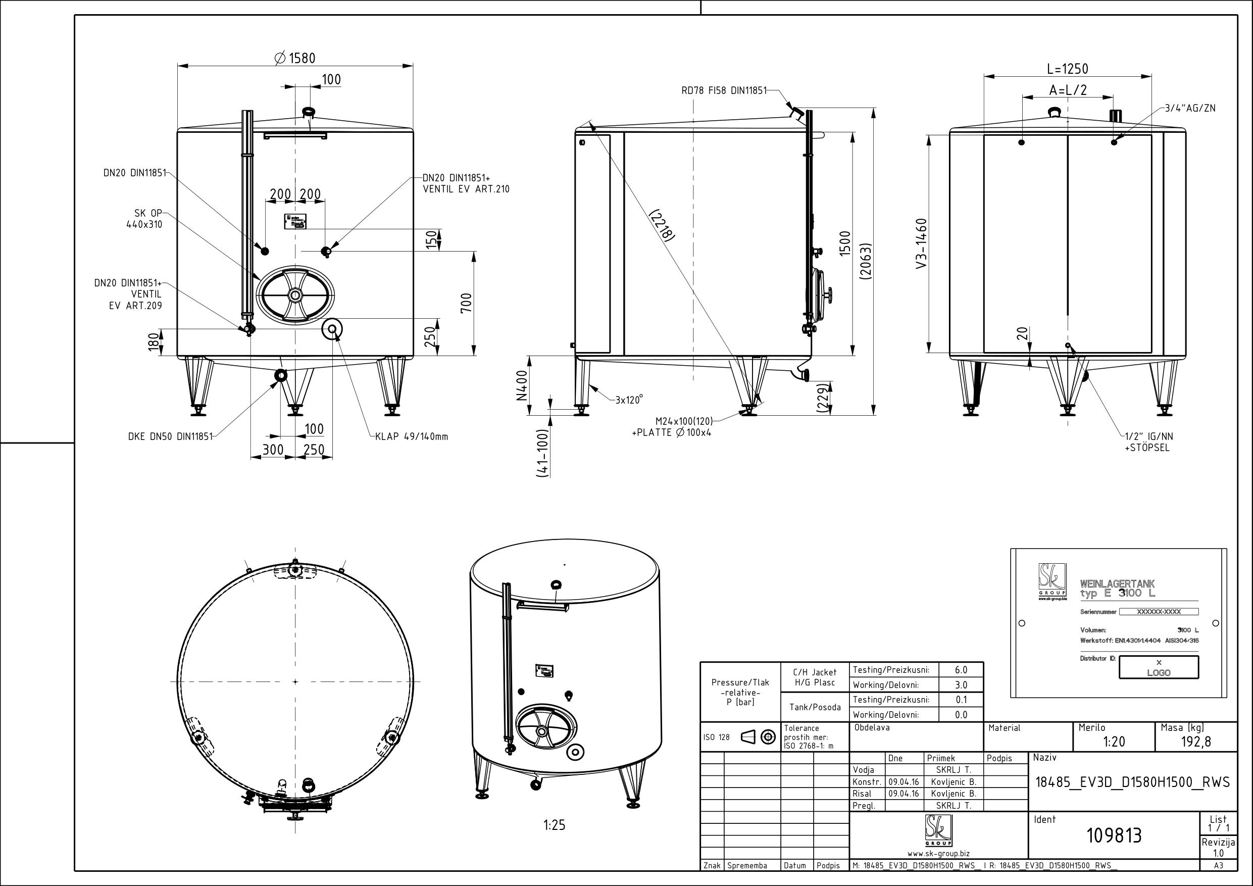Classic storage tank with double jacket