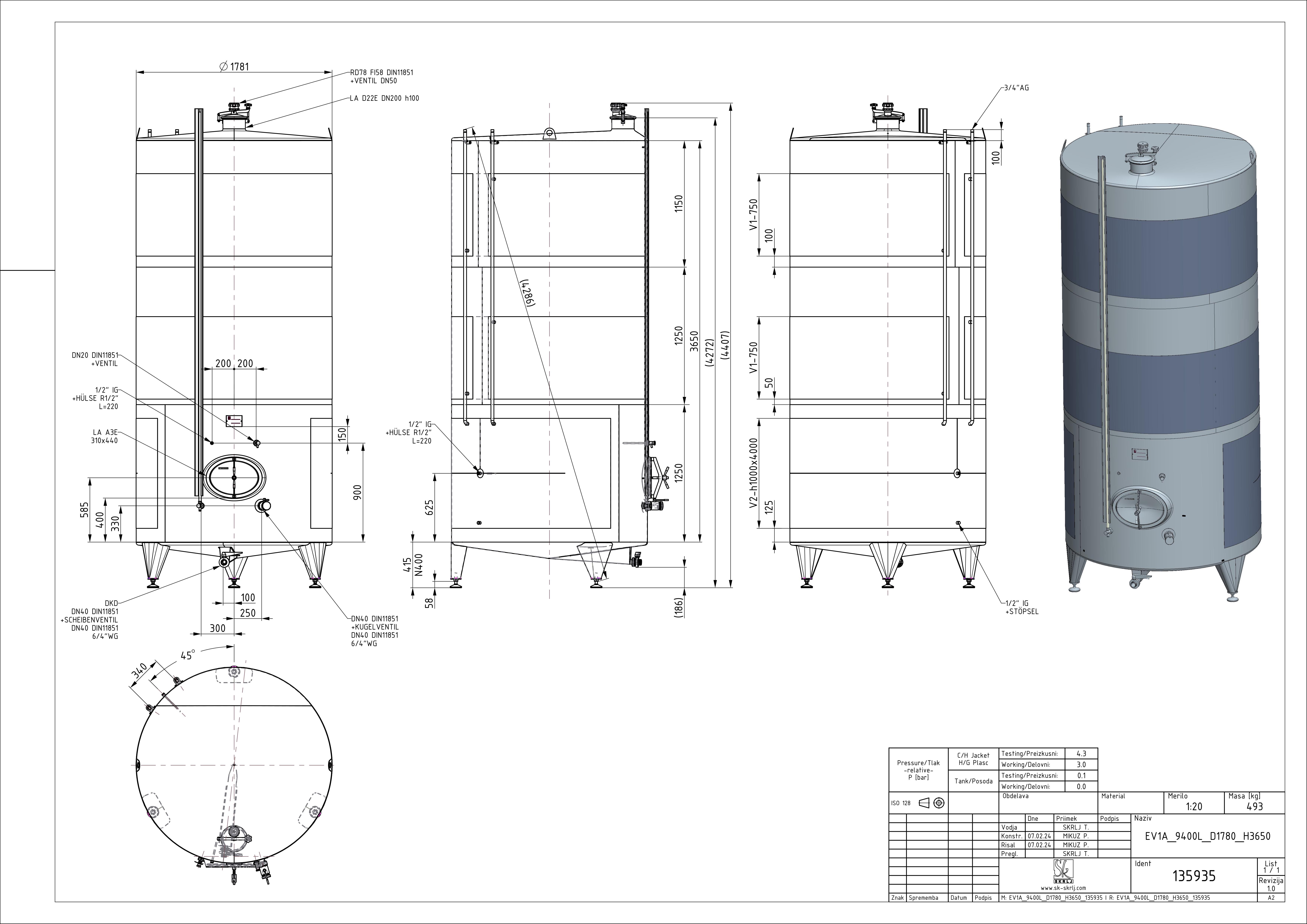 Classic storage tank with double jacket