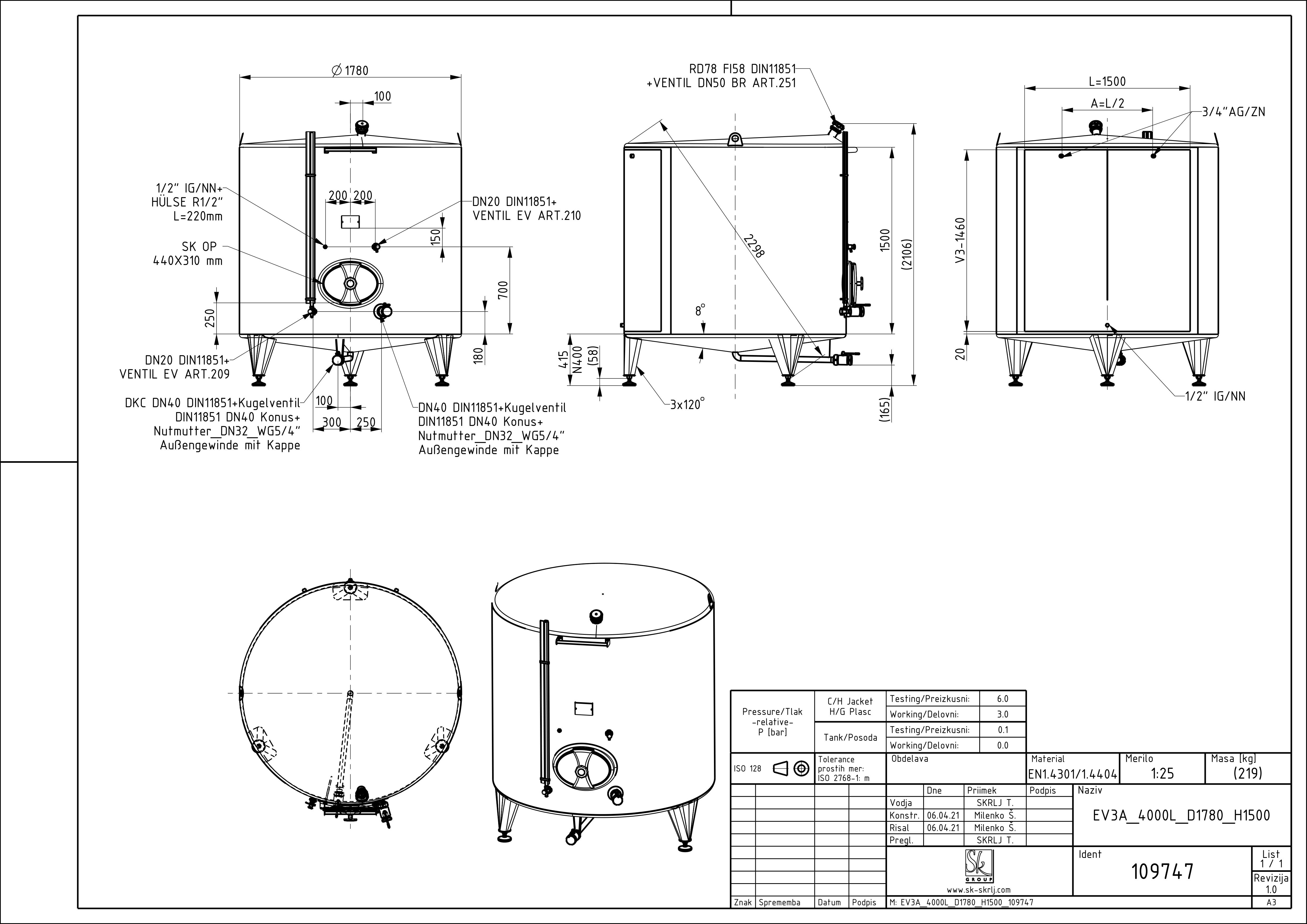 Classic storage tank with double jacket