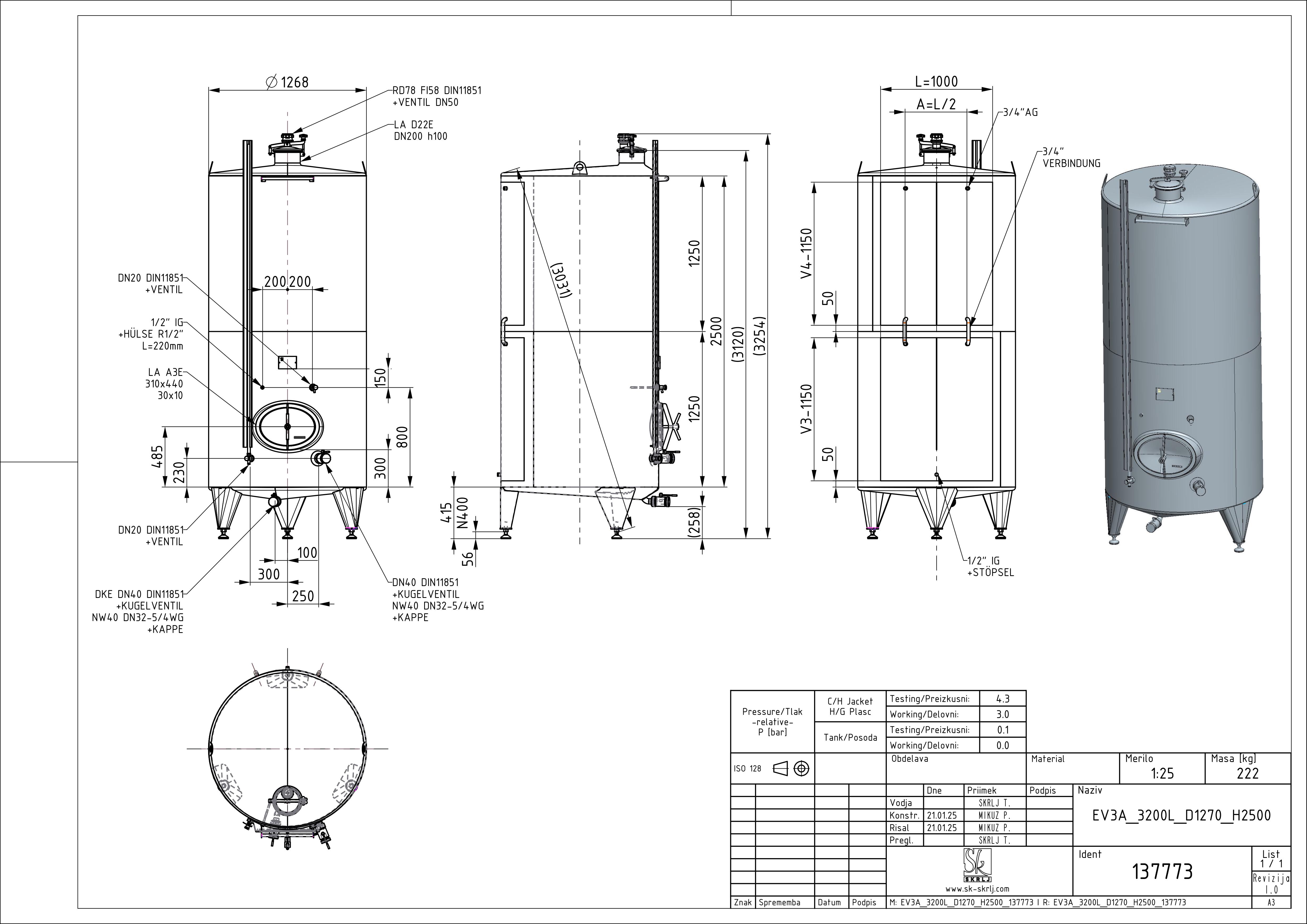 Classic storage tank with double jacket
