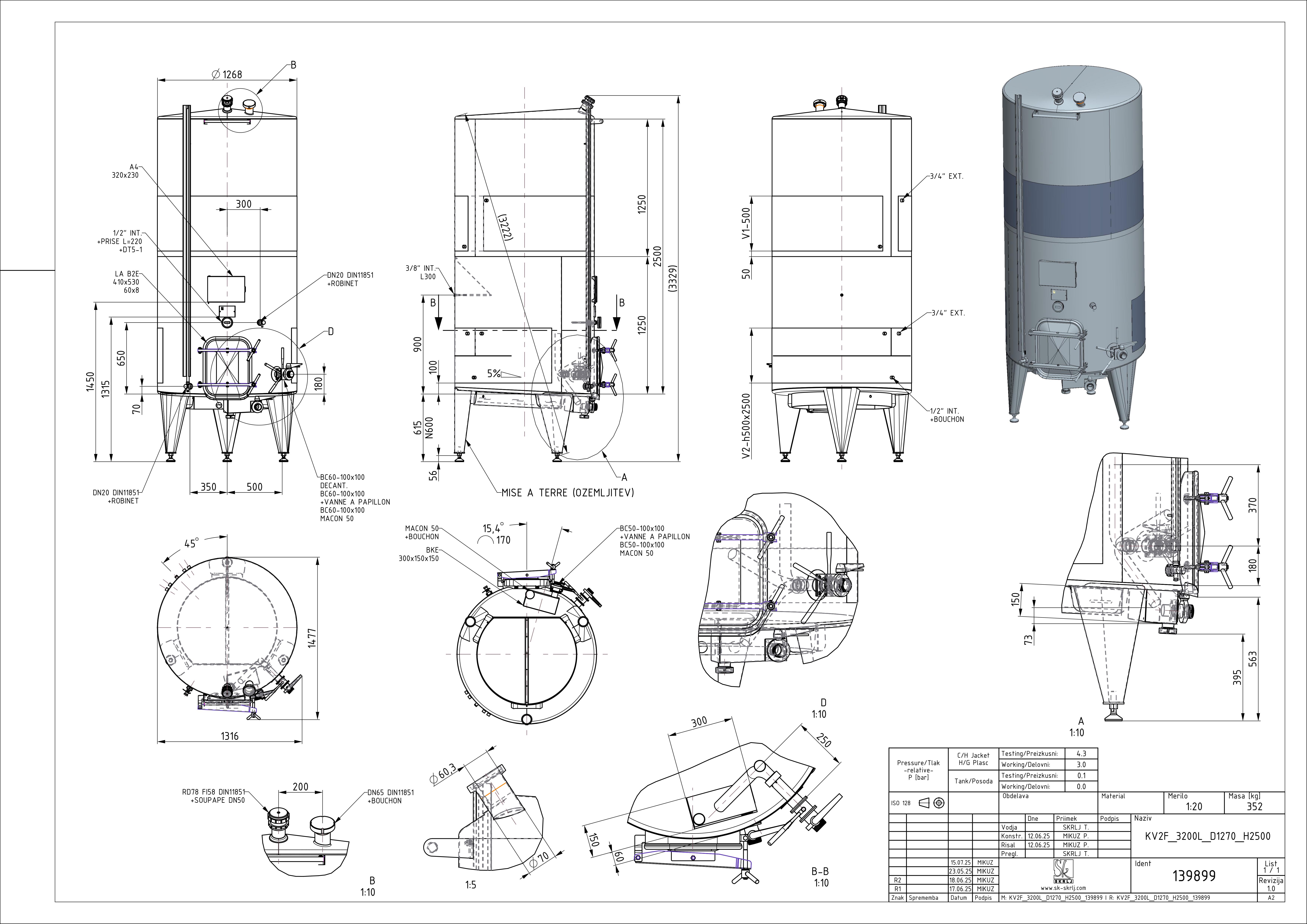 Closed pump-over fermenter with double jacket