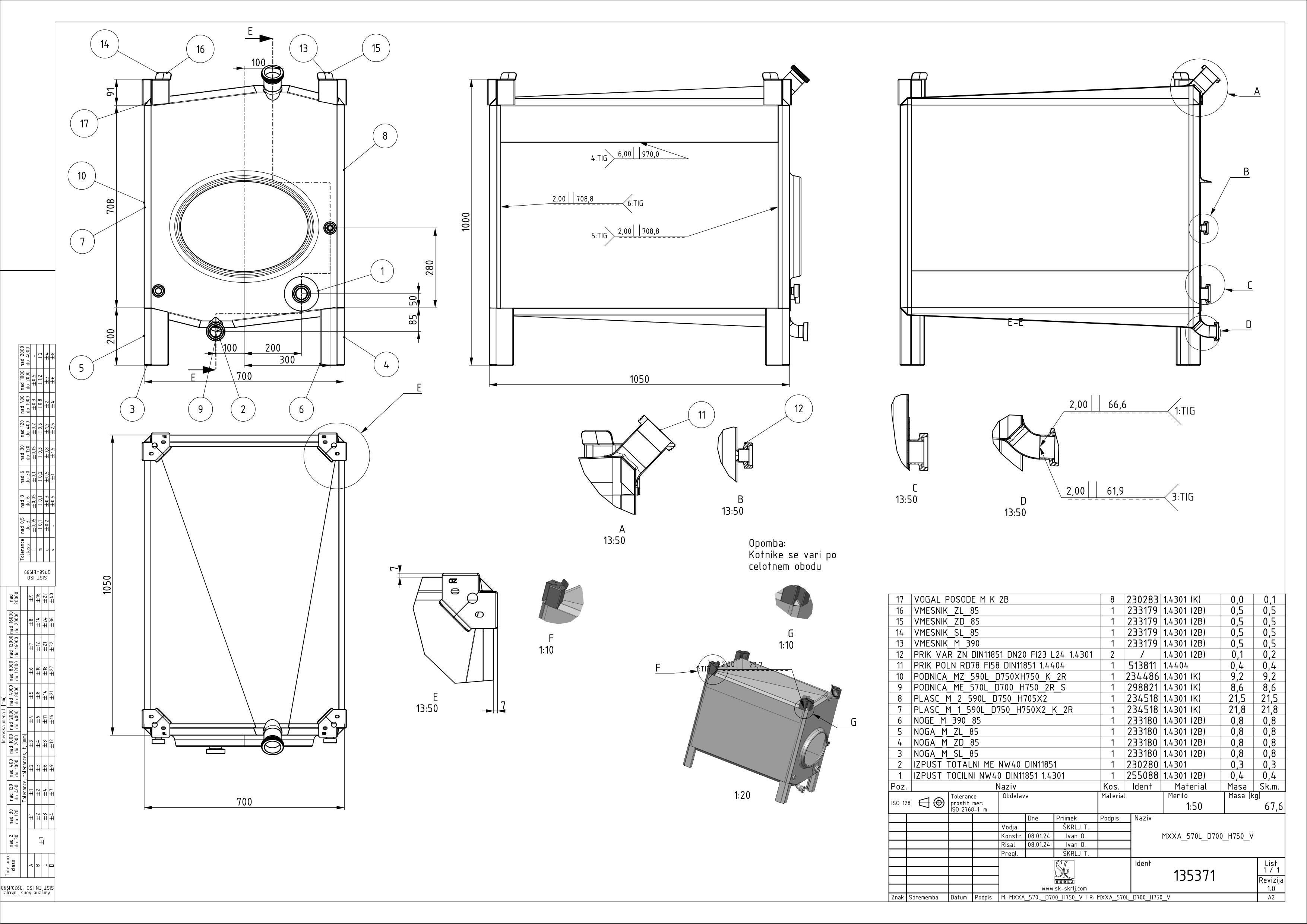 Small rectangular storage tank