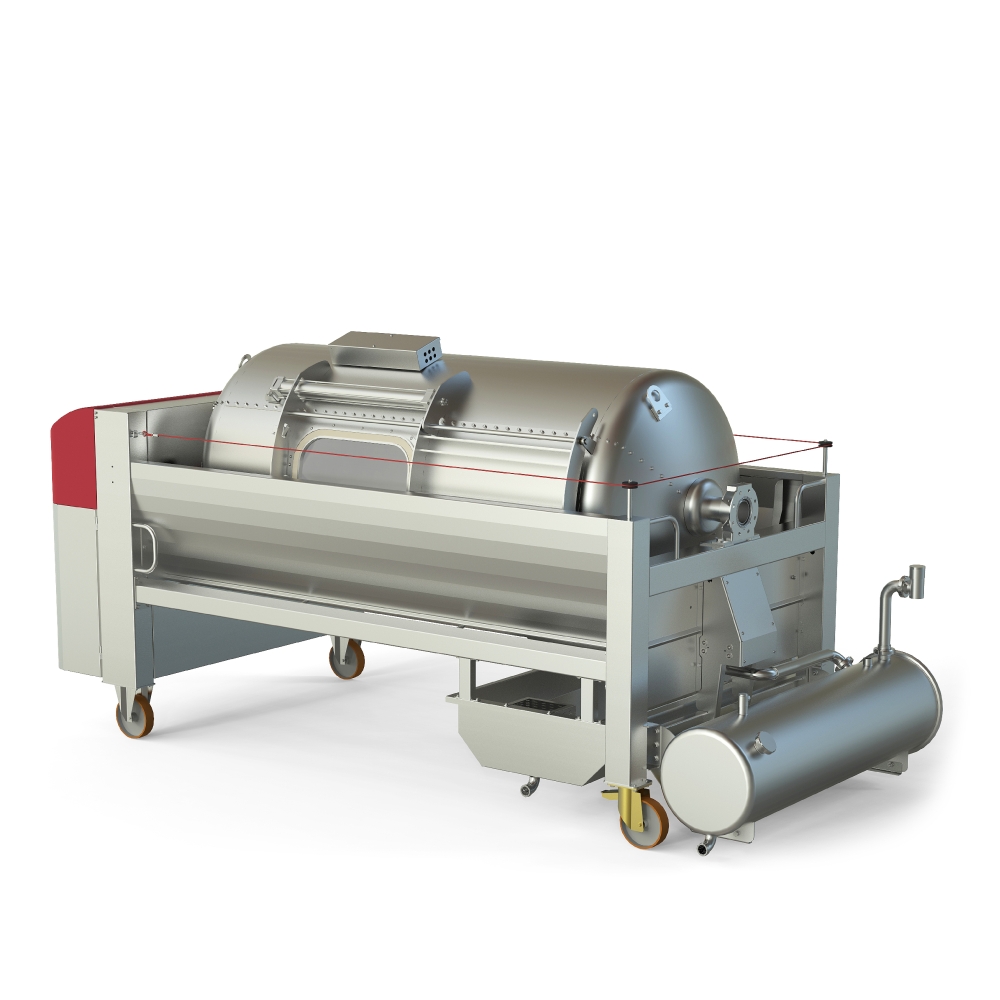 Pneumatic press type PSH - closed pressing system, closed drum with internal drain channels, possibility of hyperreductive pressing