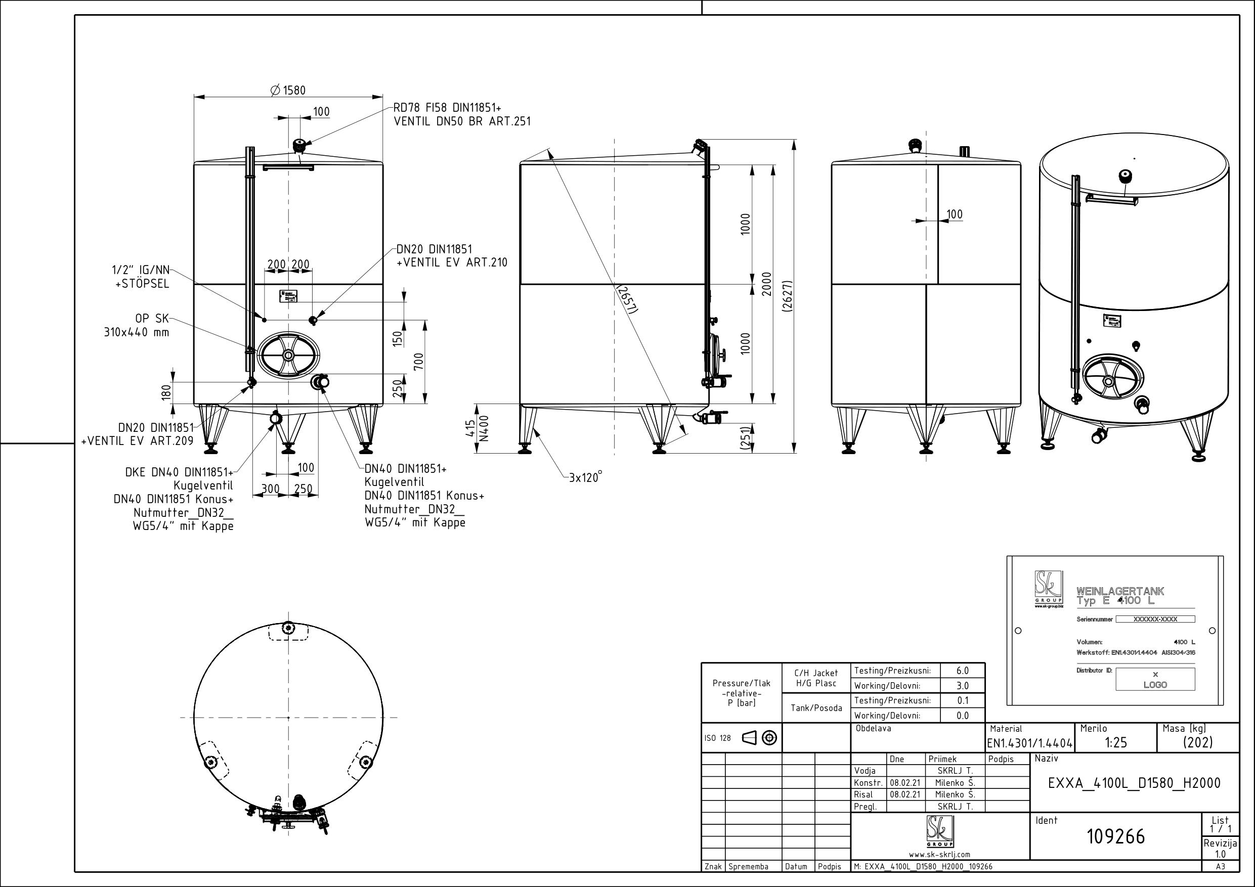 Classic storage tank
