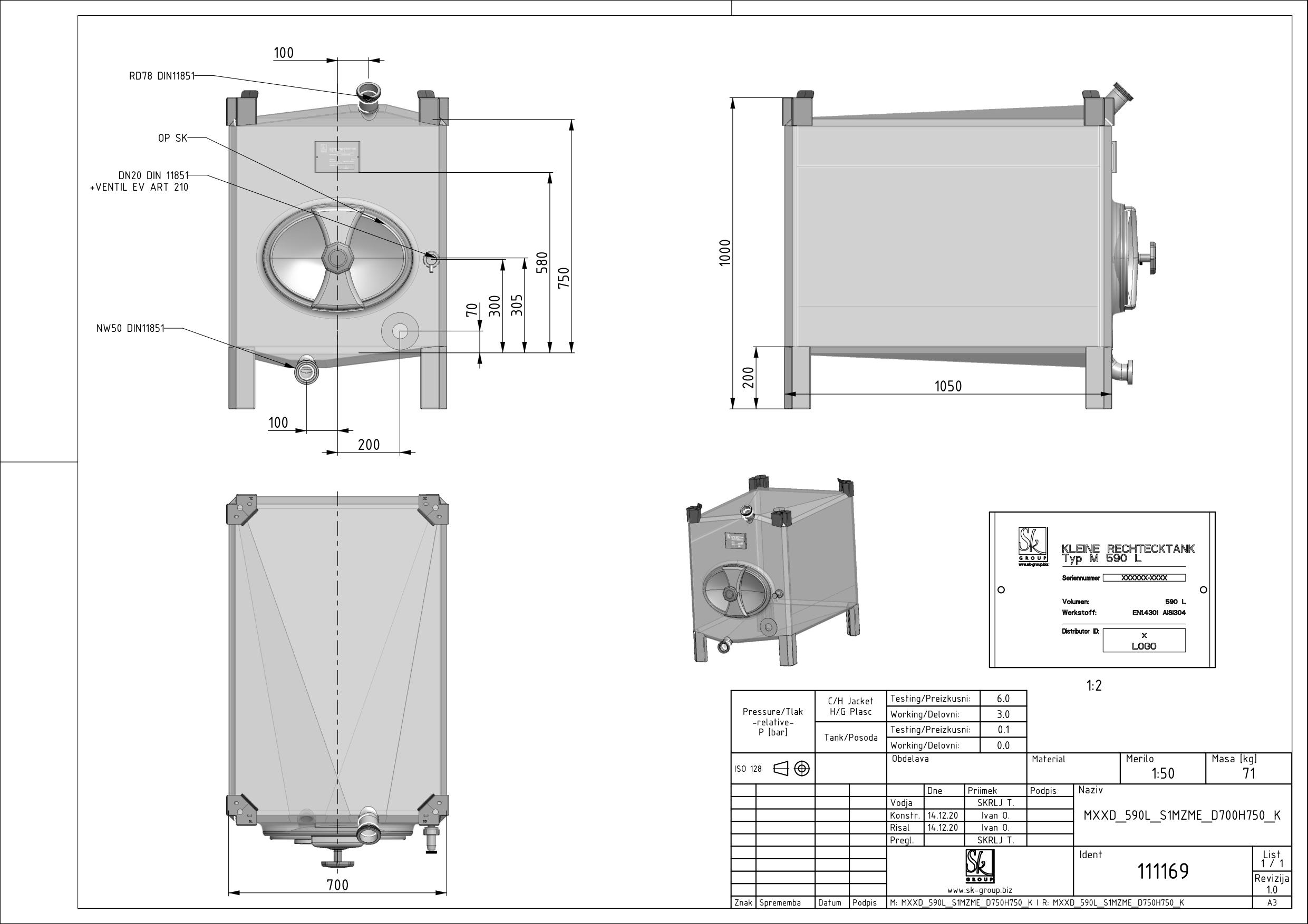 Small rectangular storage tank