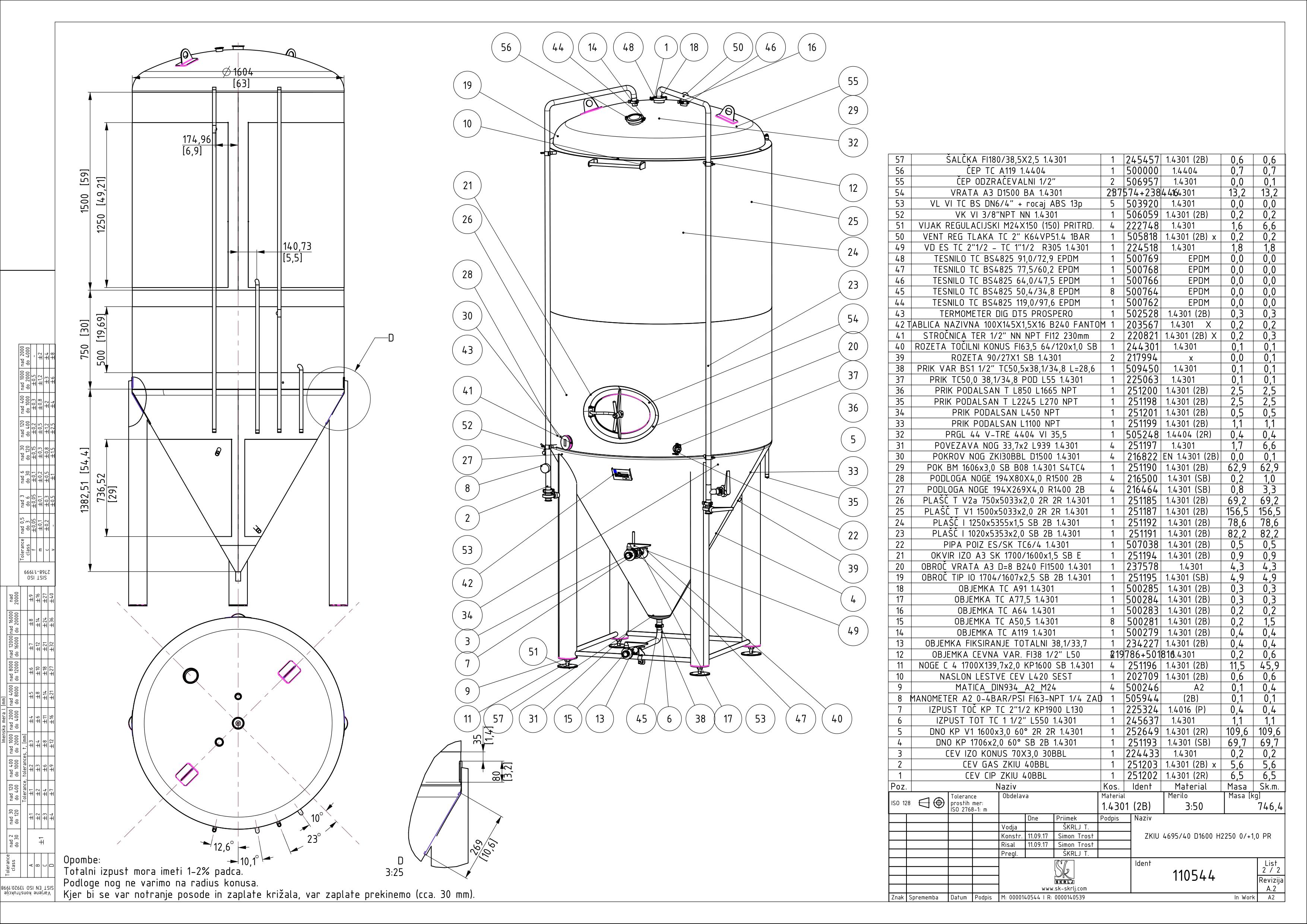 Cylindroconical fermentation and storage tank, insulated