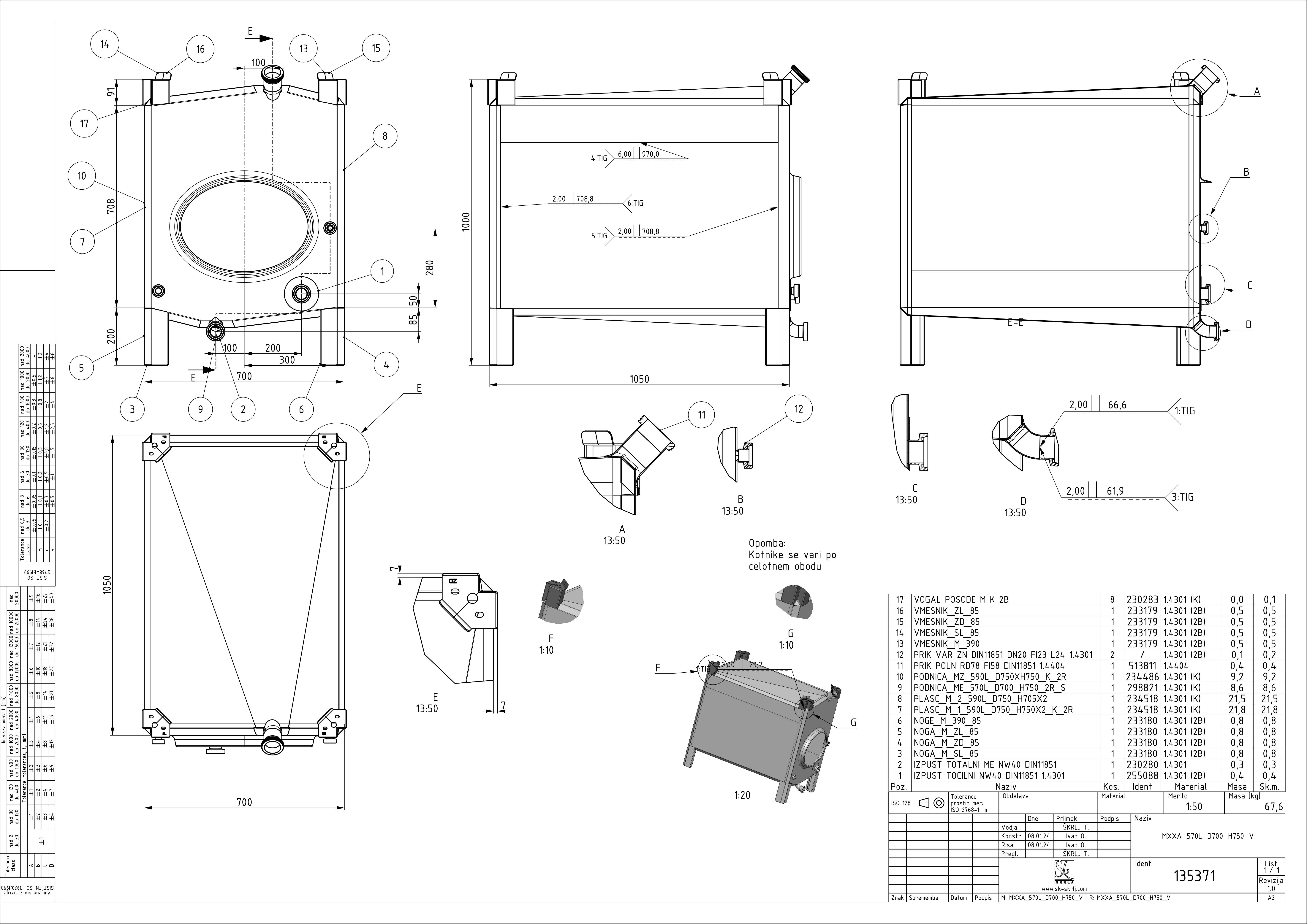 Small rectangular storage tank