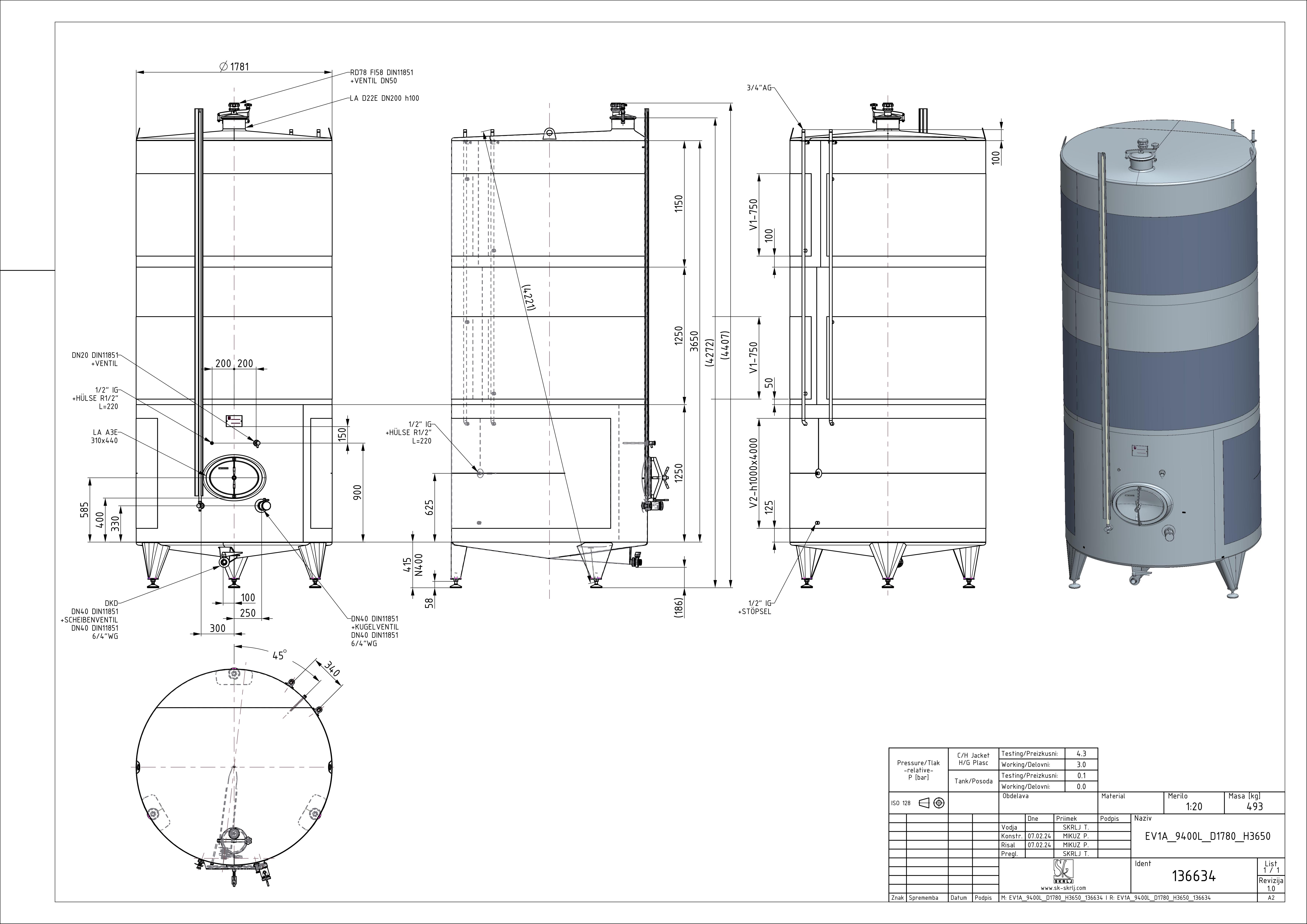 Classic storage tank with double jacket