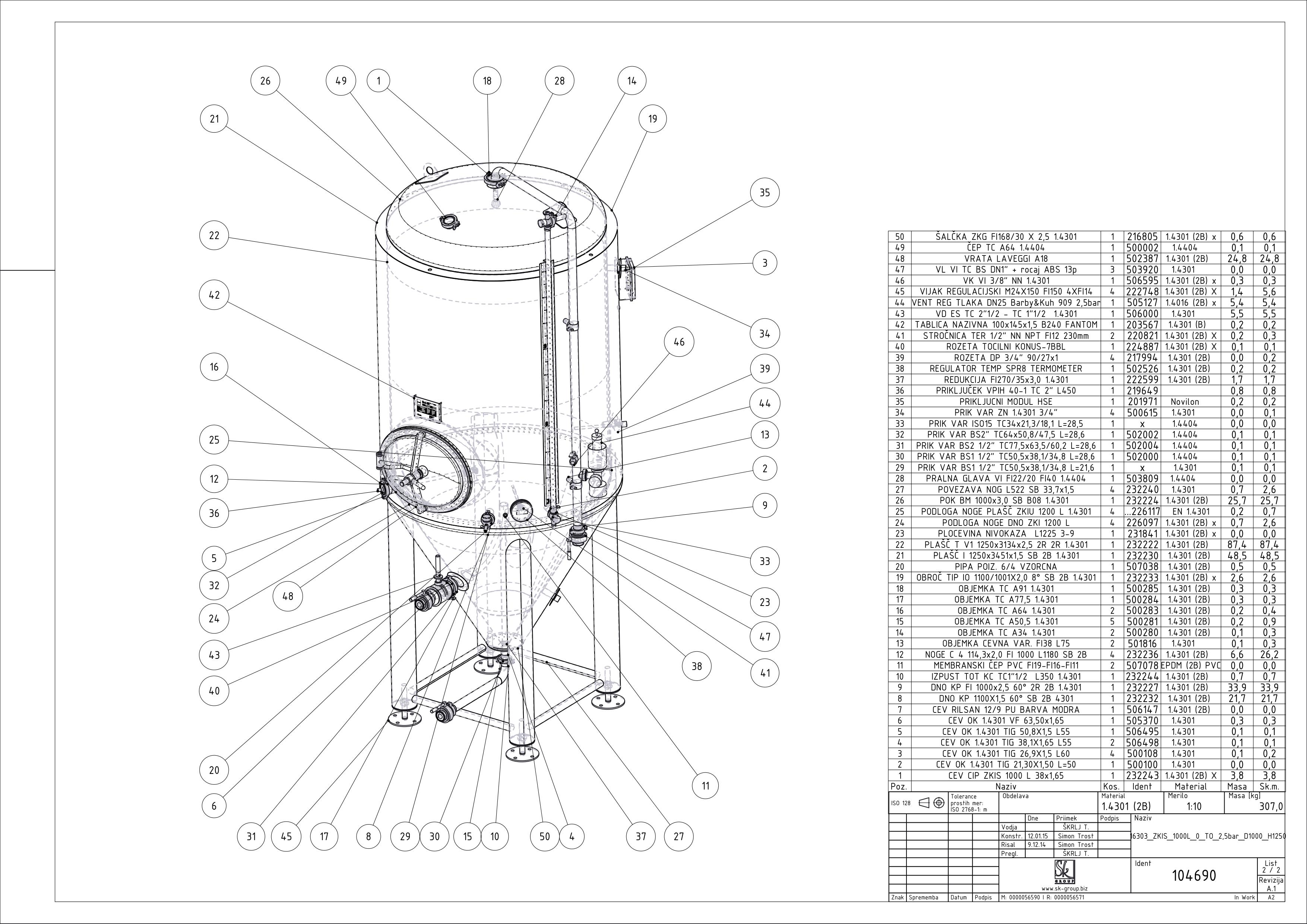 Cylindroconical fermentation and storage tank, insulated