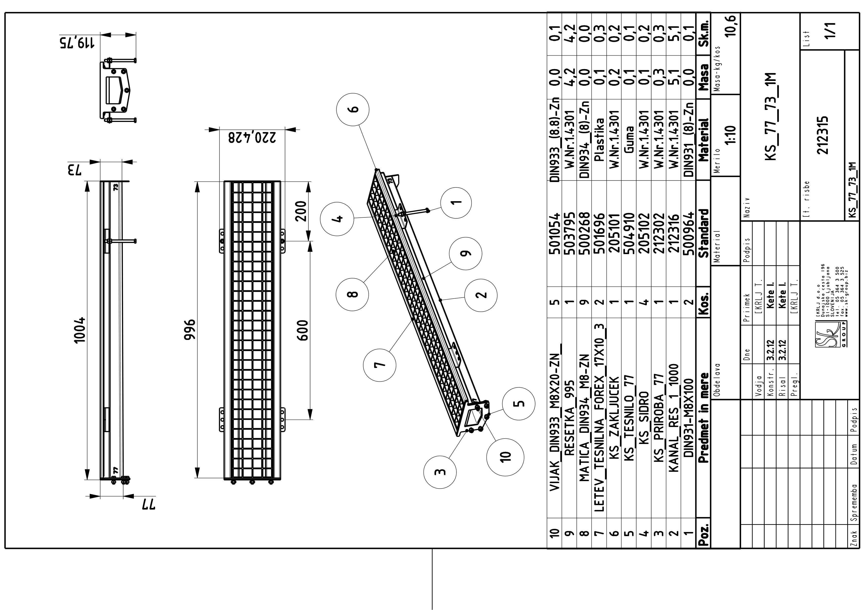 KS, drainage chanell, box type with grating