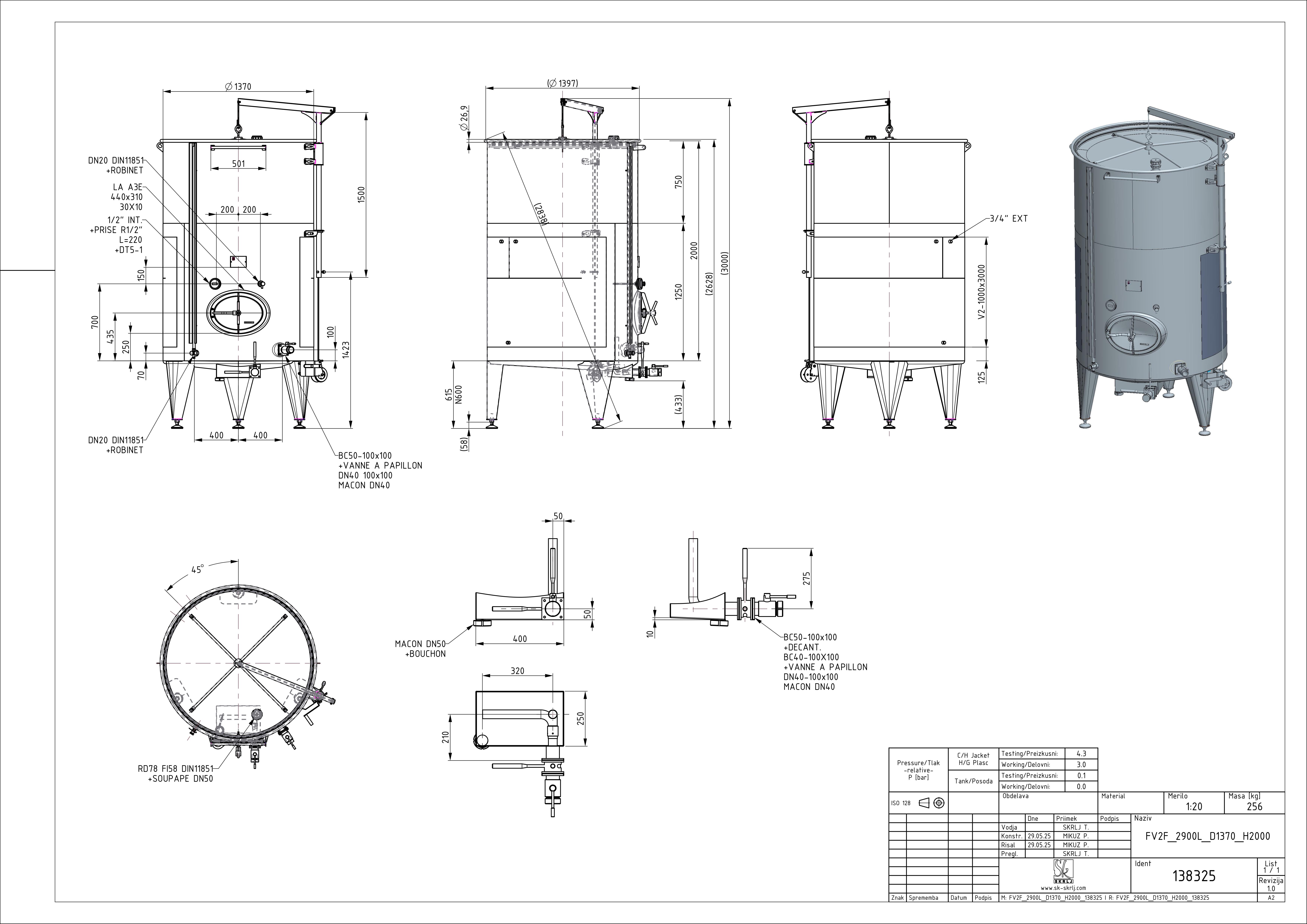 Storage tank with floating lid and double jacket