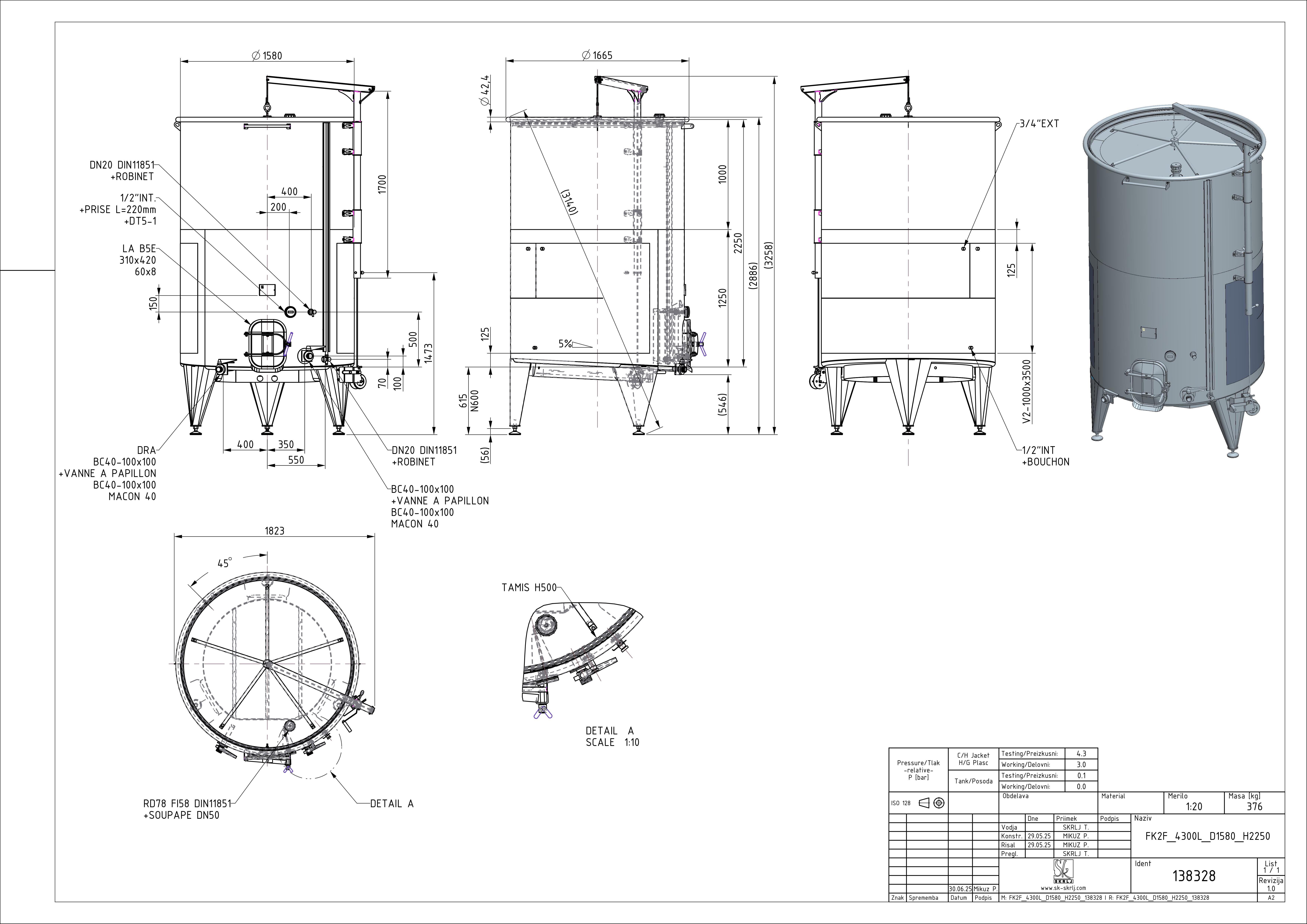 Open pump-over fermenter with double jacket
