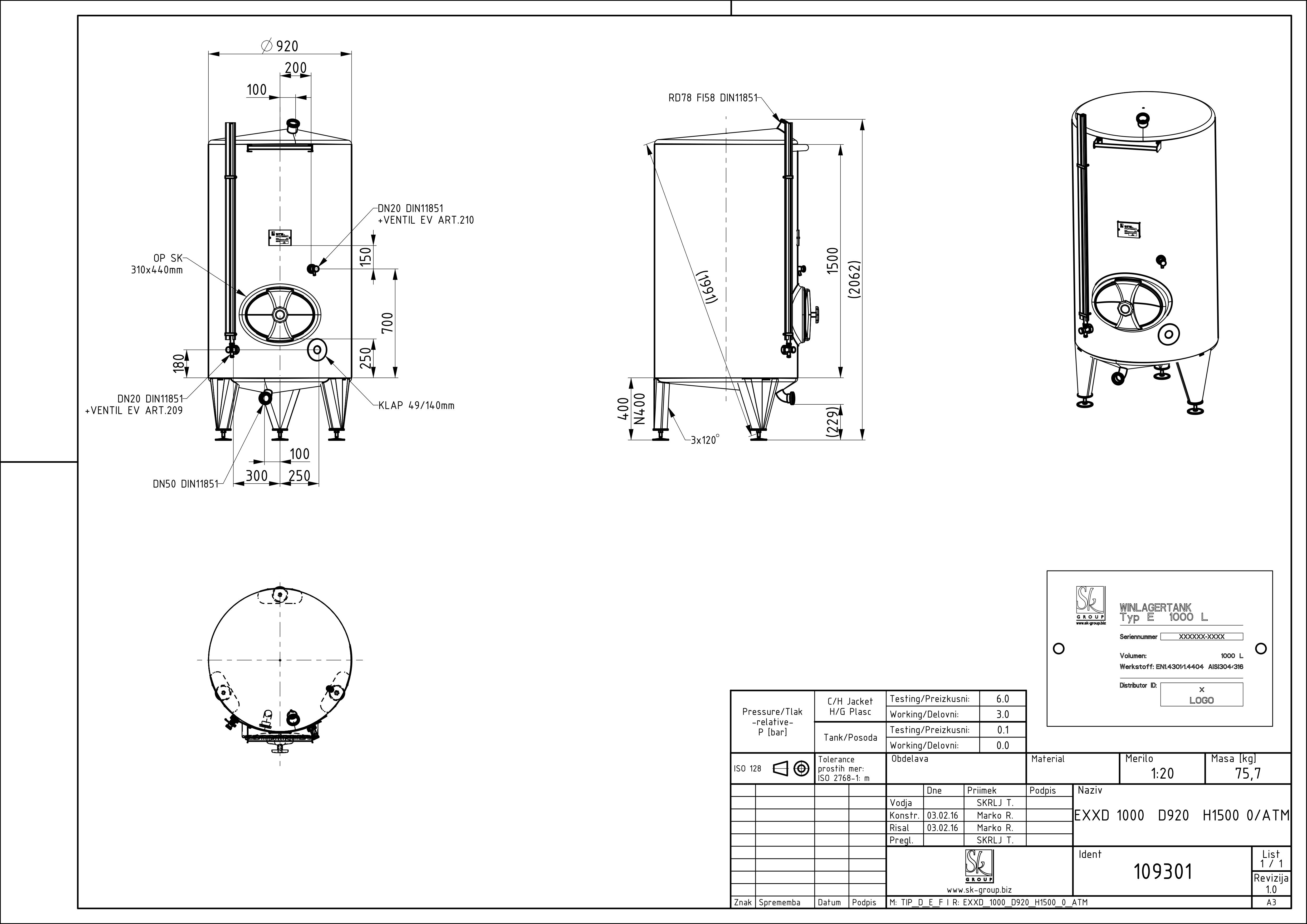 Classic storage tank