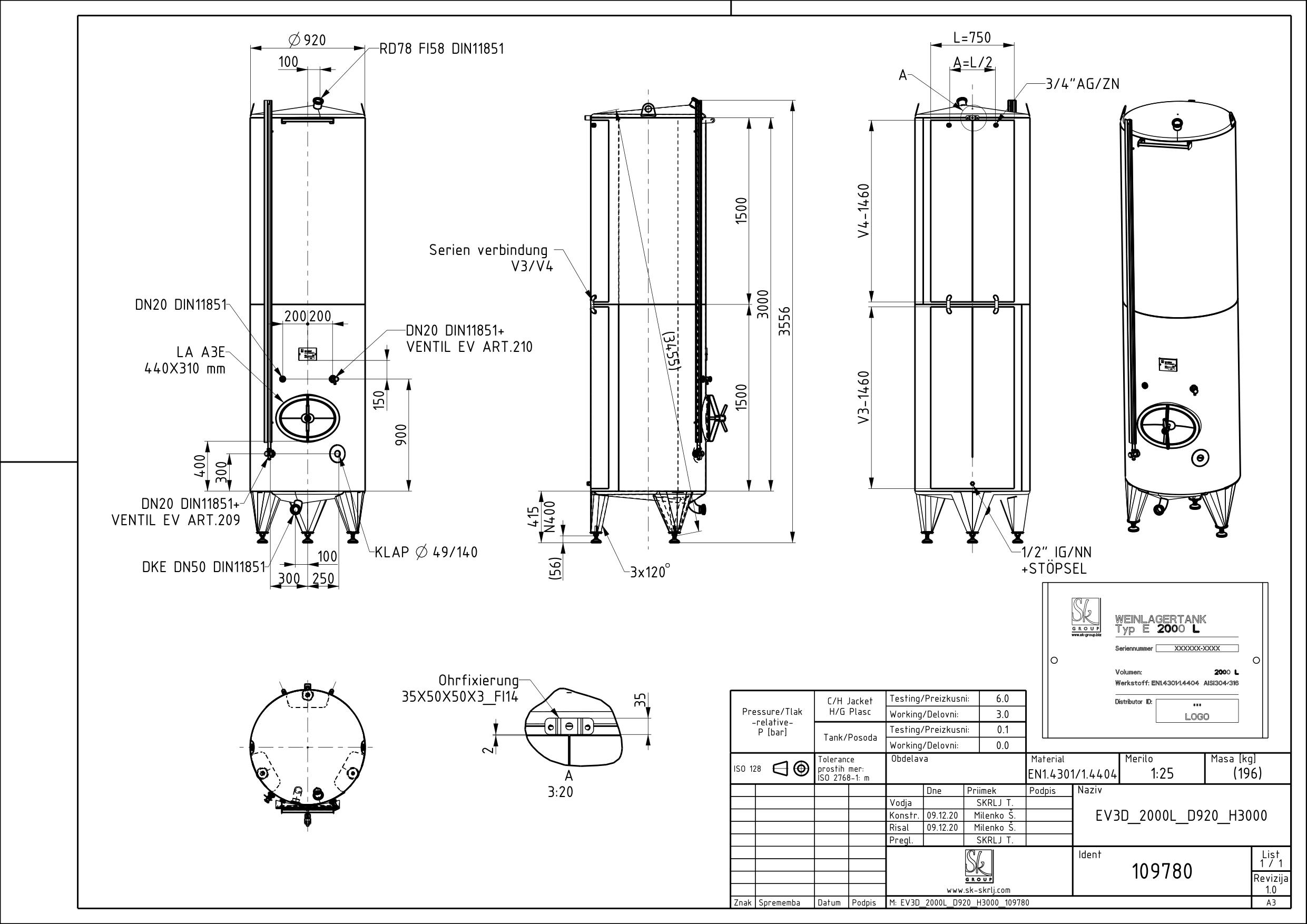 Classic storage tank with double jacket