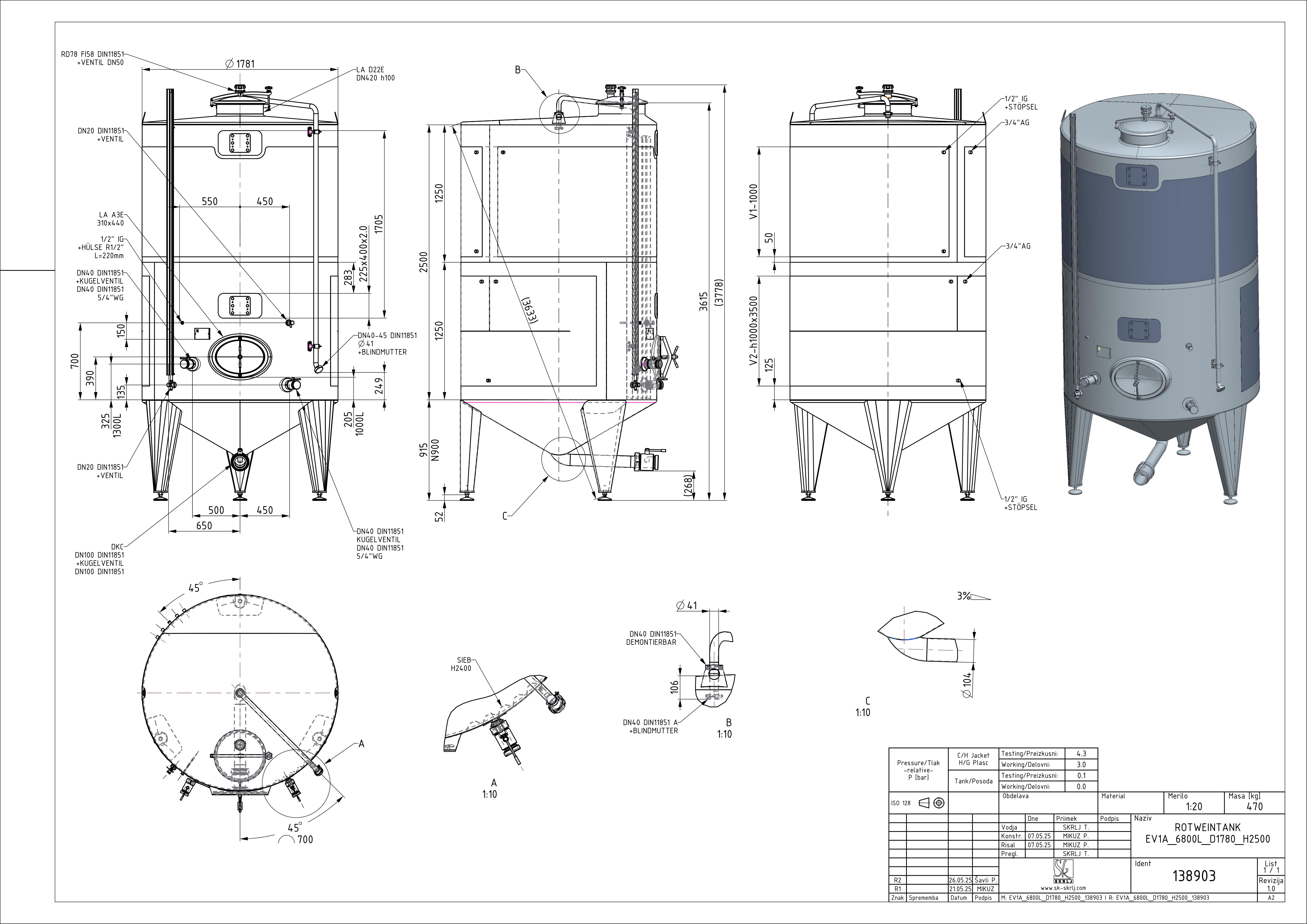 Classic storage tank with double jacket