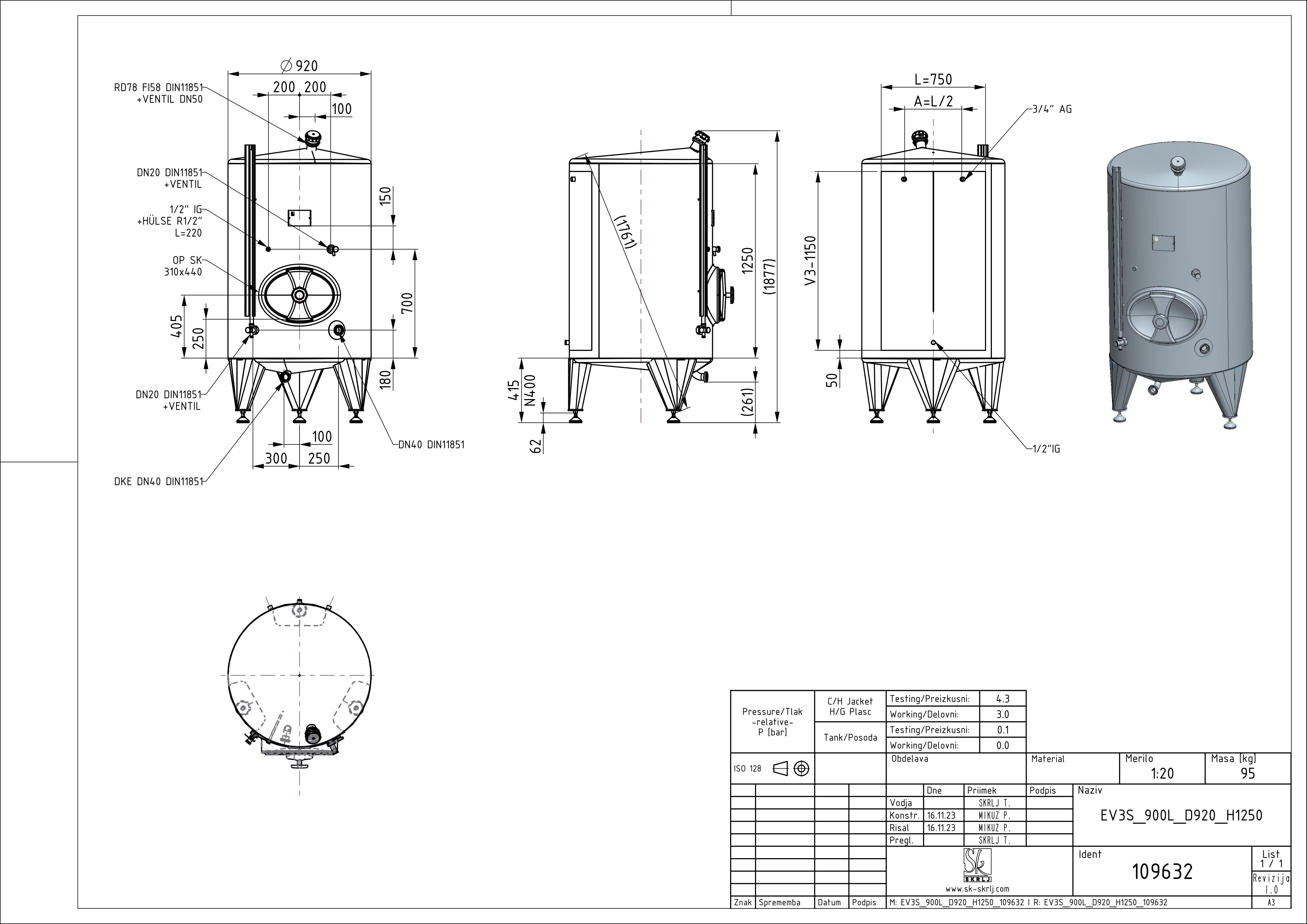 Classic storage tank with double jacket