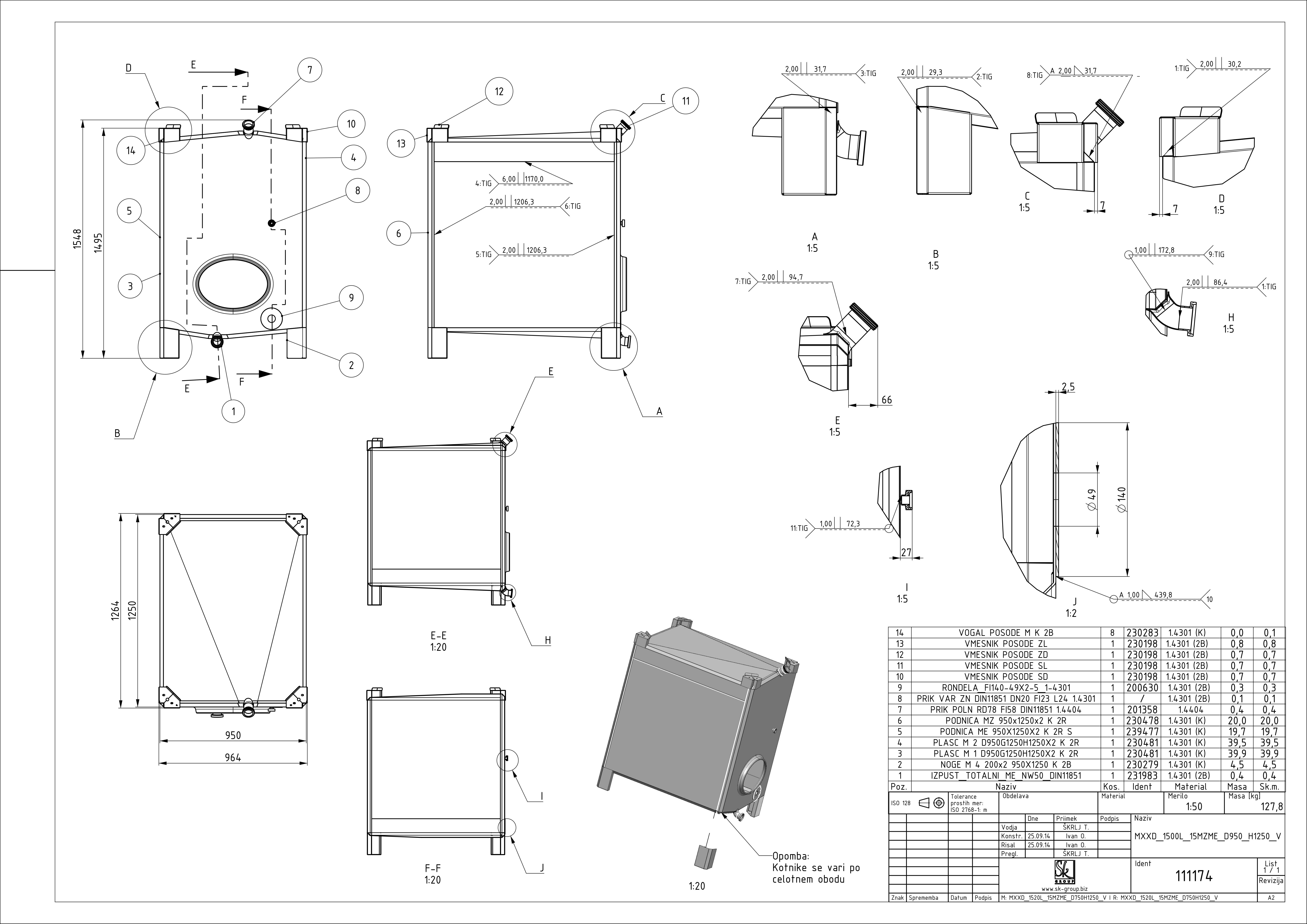 Small rectangular storage tank
