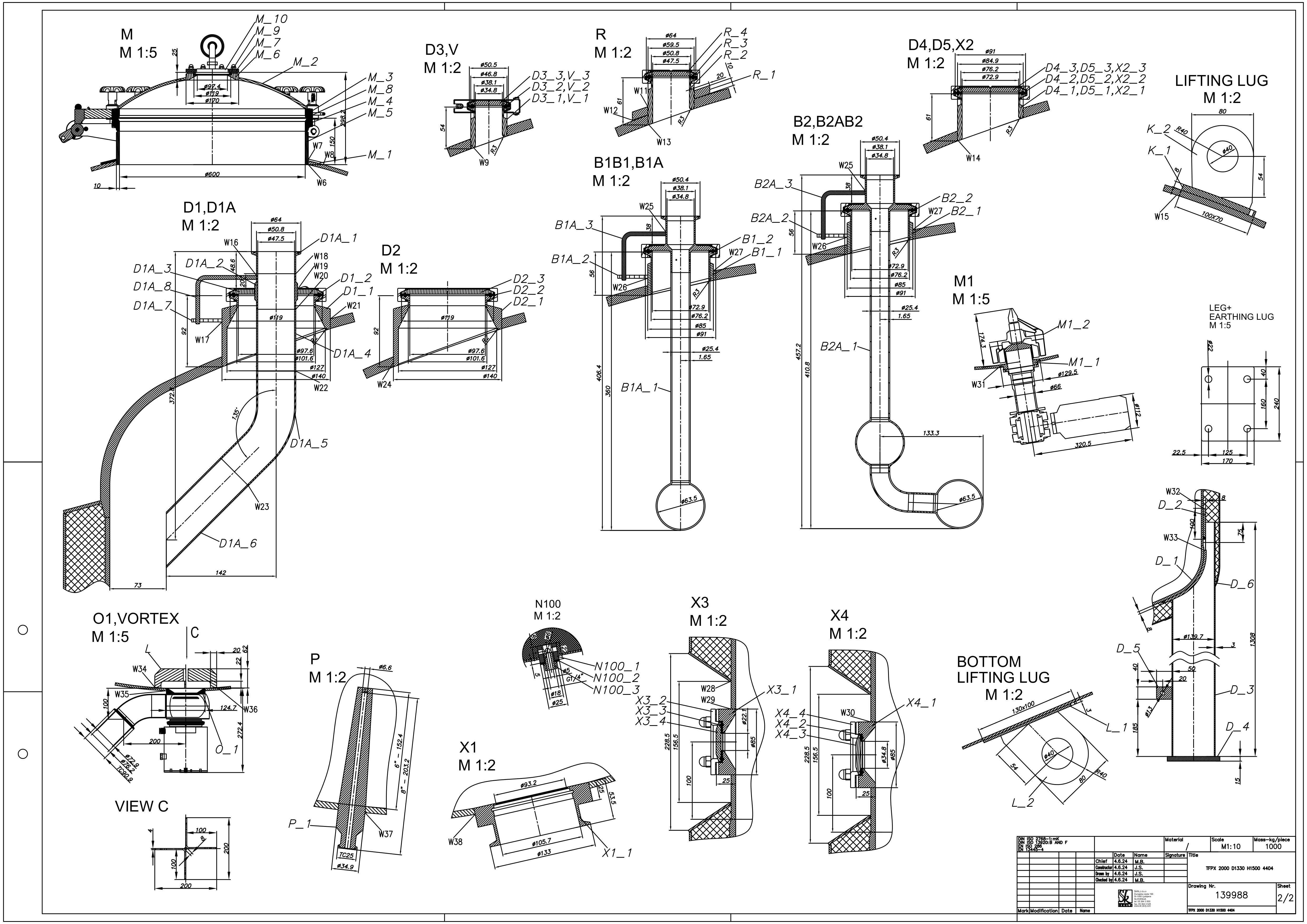 Vertical vessel with temperature control