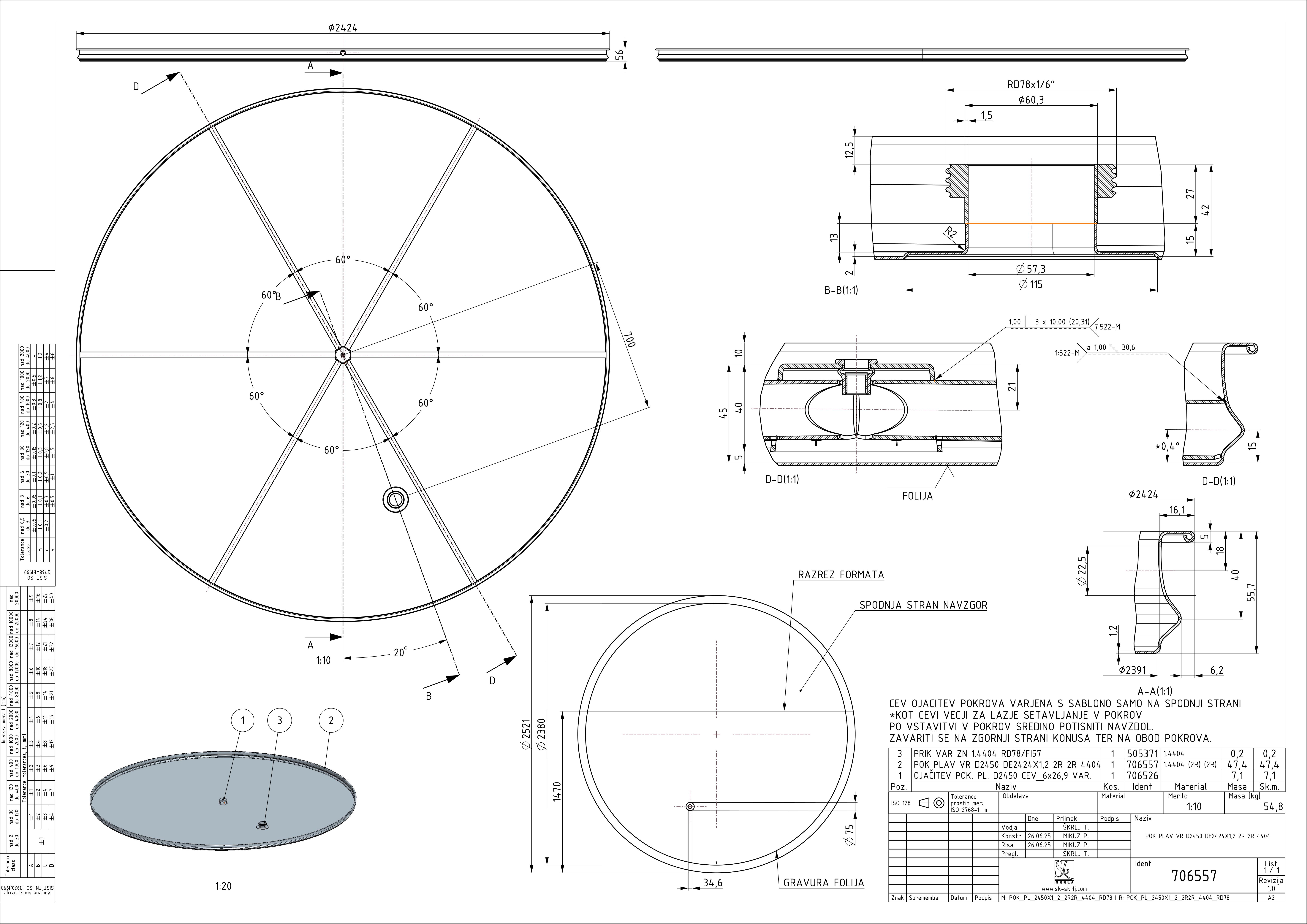 Shape: Floating lid