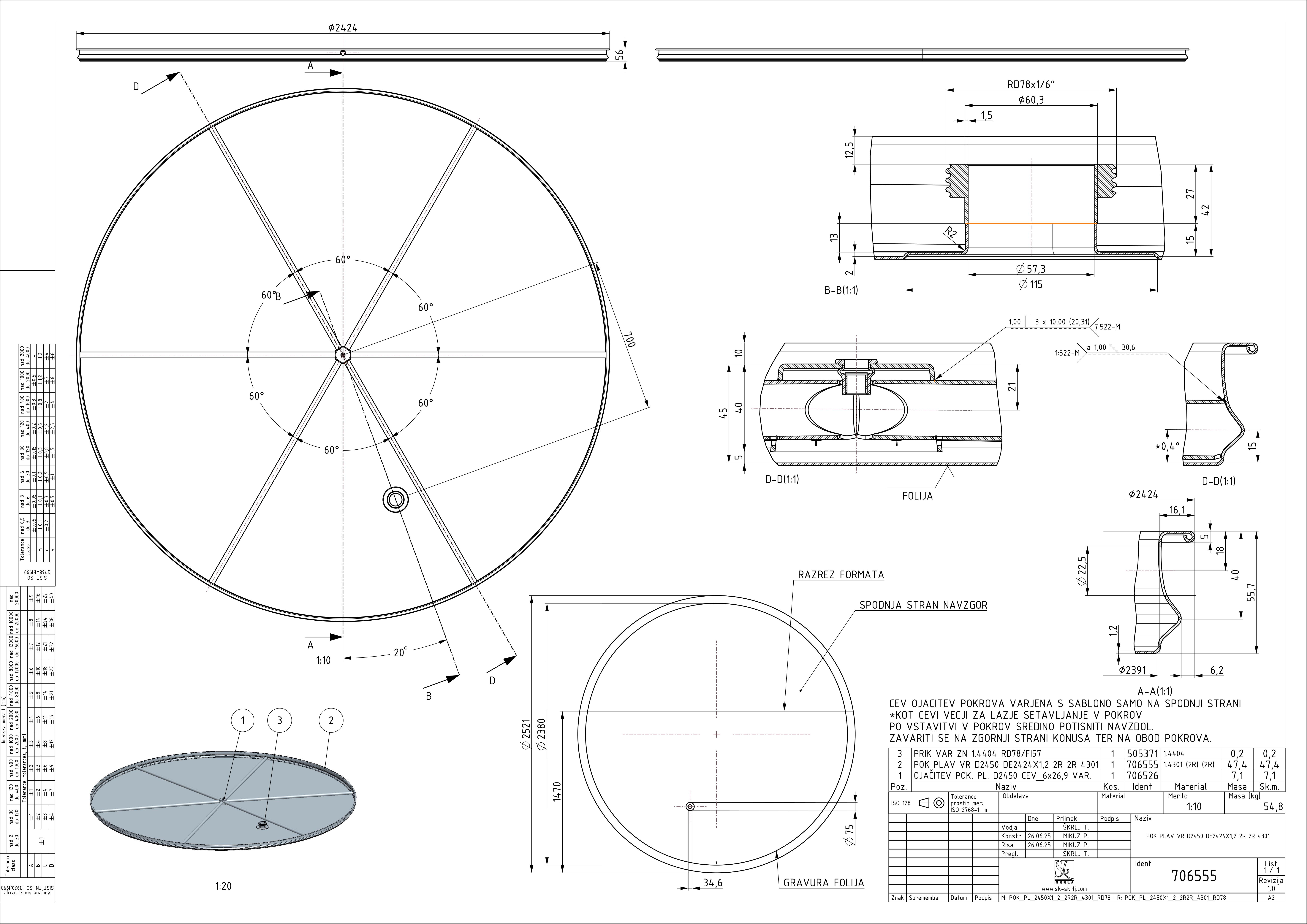 Shape: Floating lid