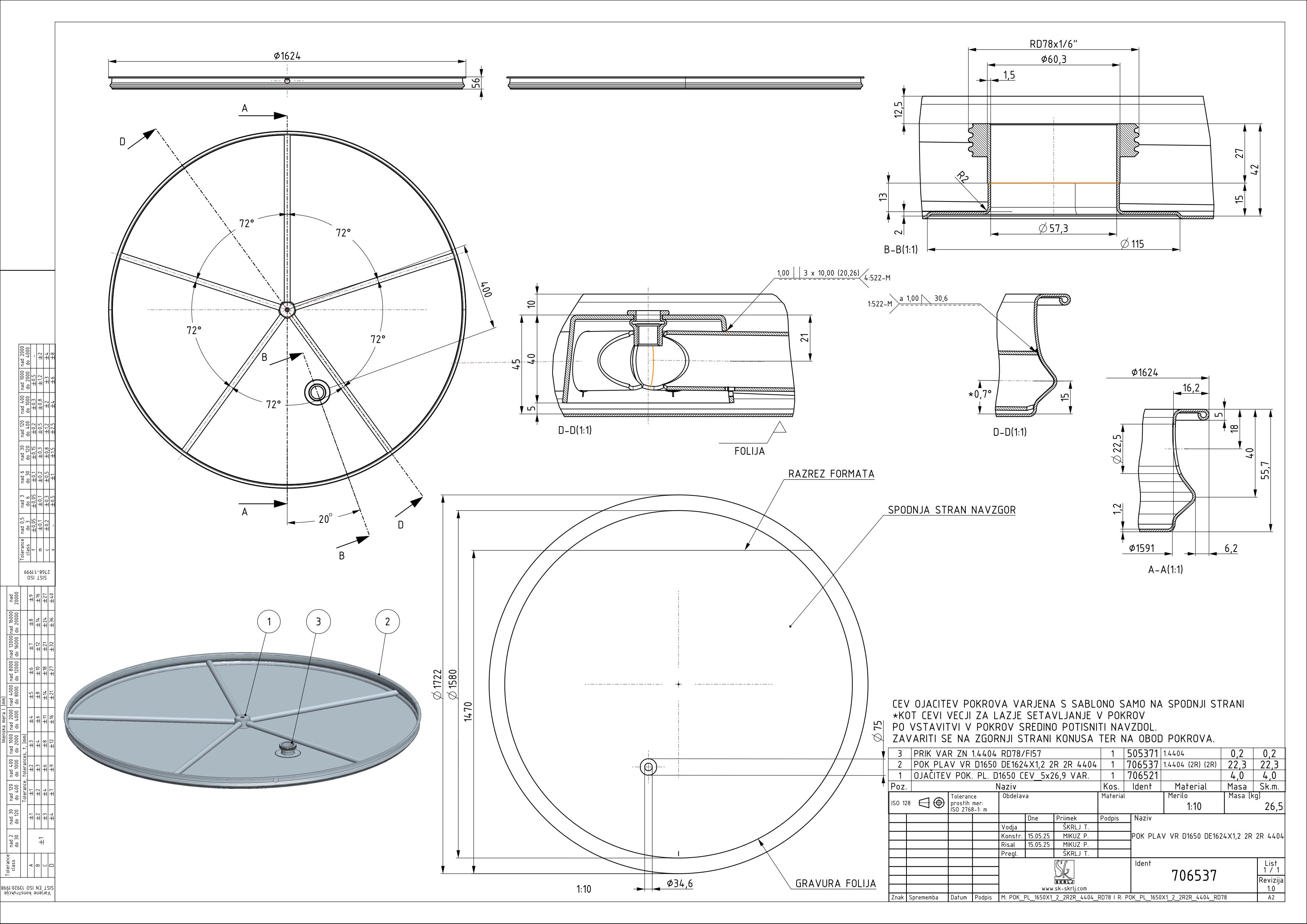 Shape: Floating lid