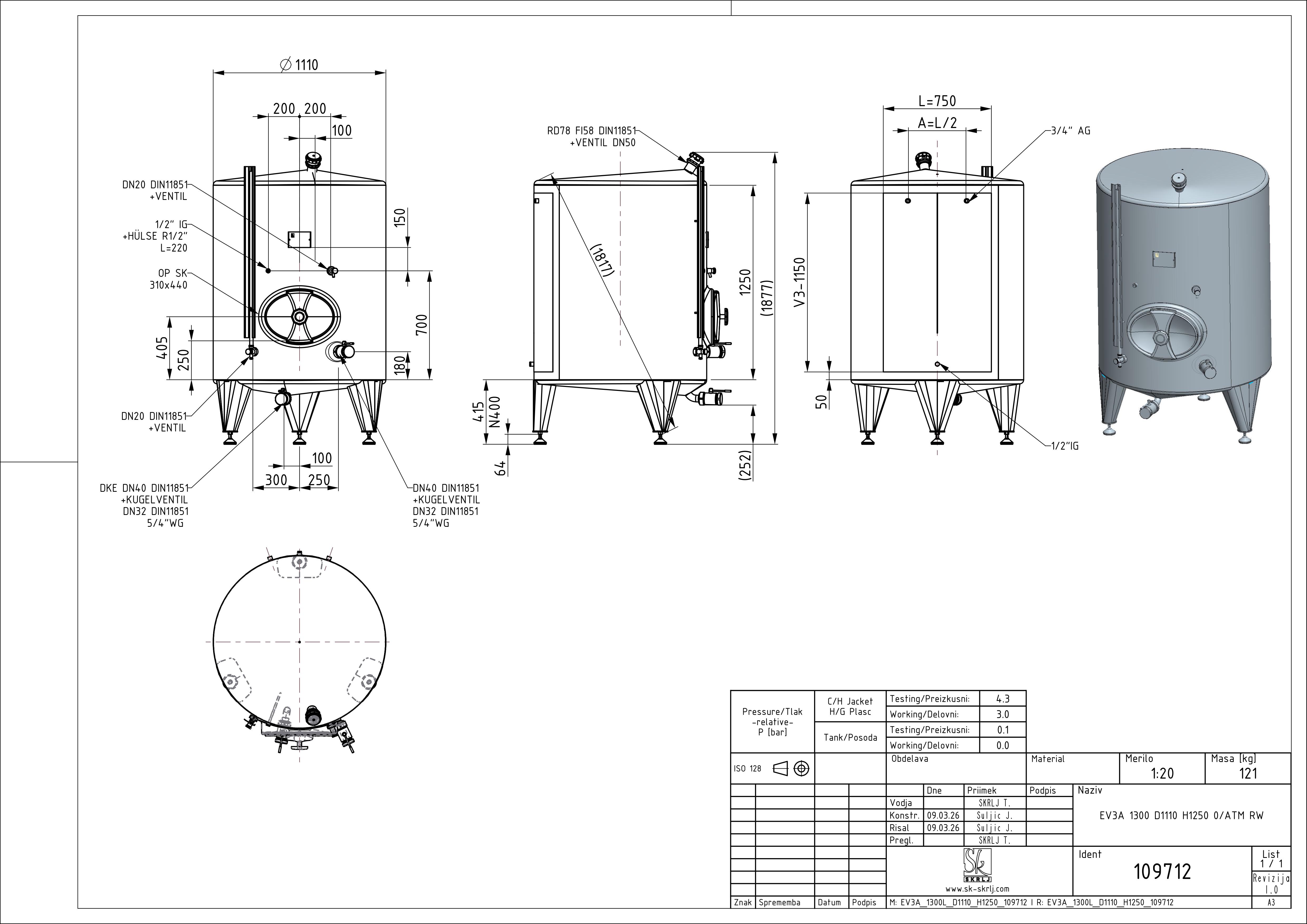 Classic storage tank with double jacket