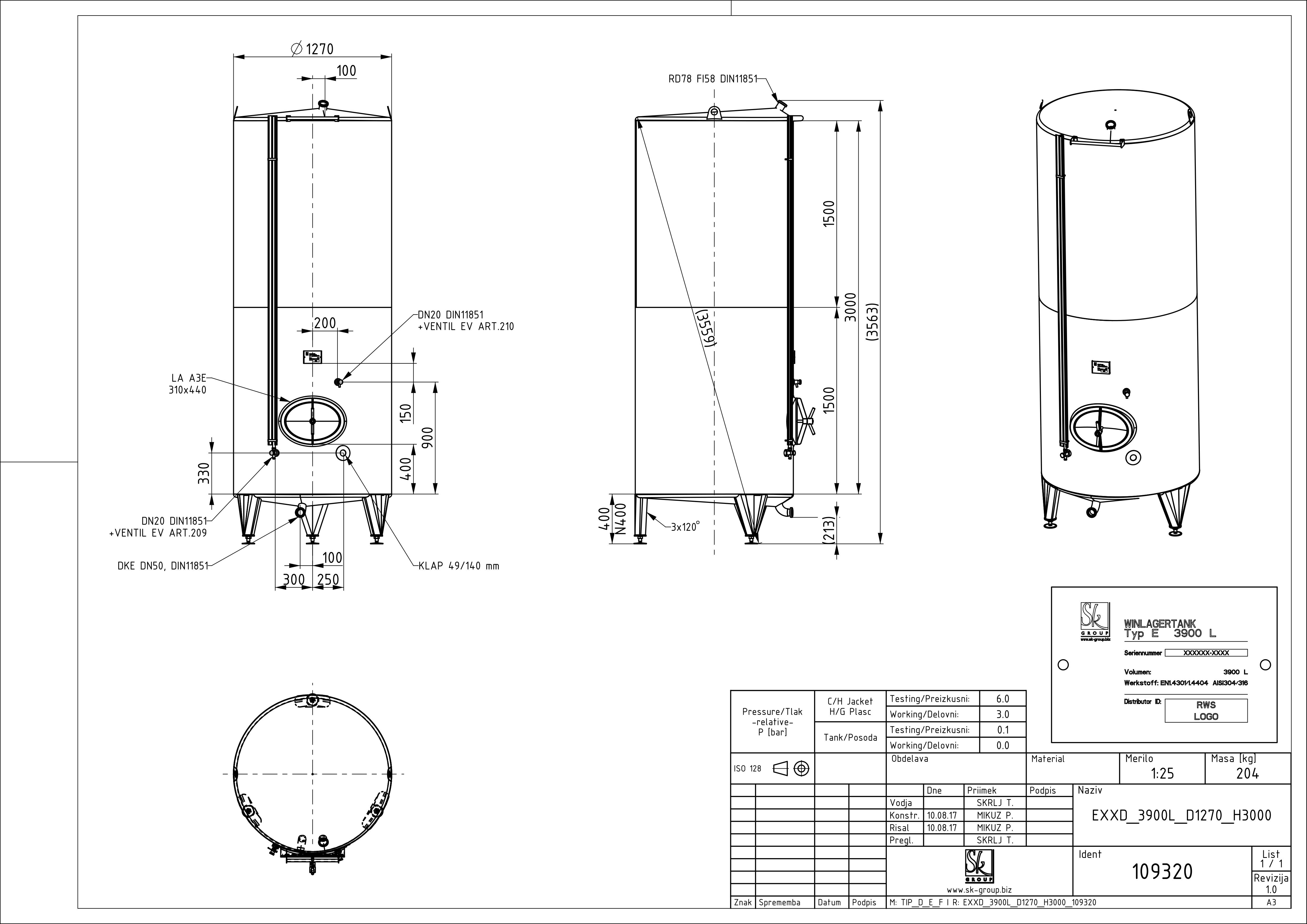 Classic storage tank