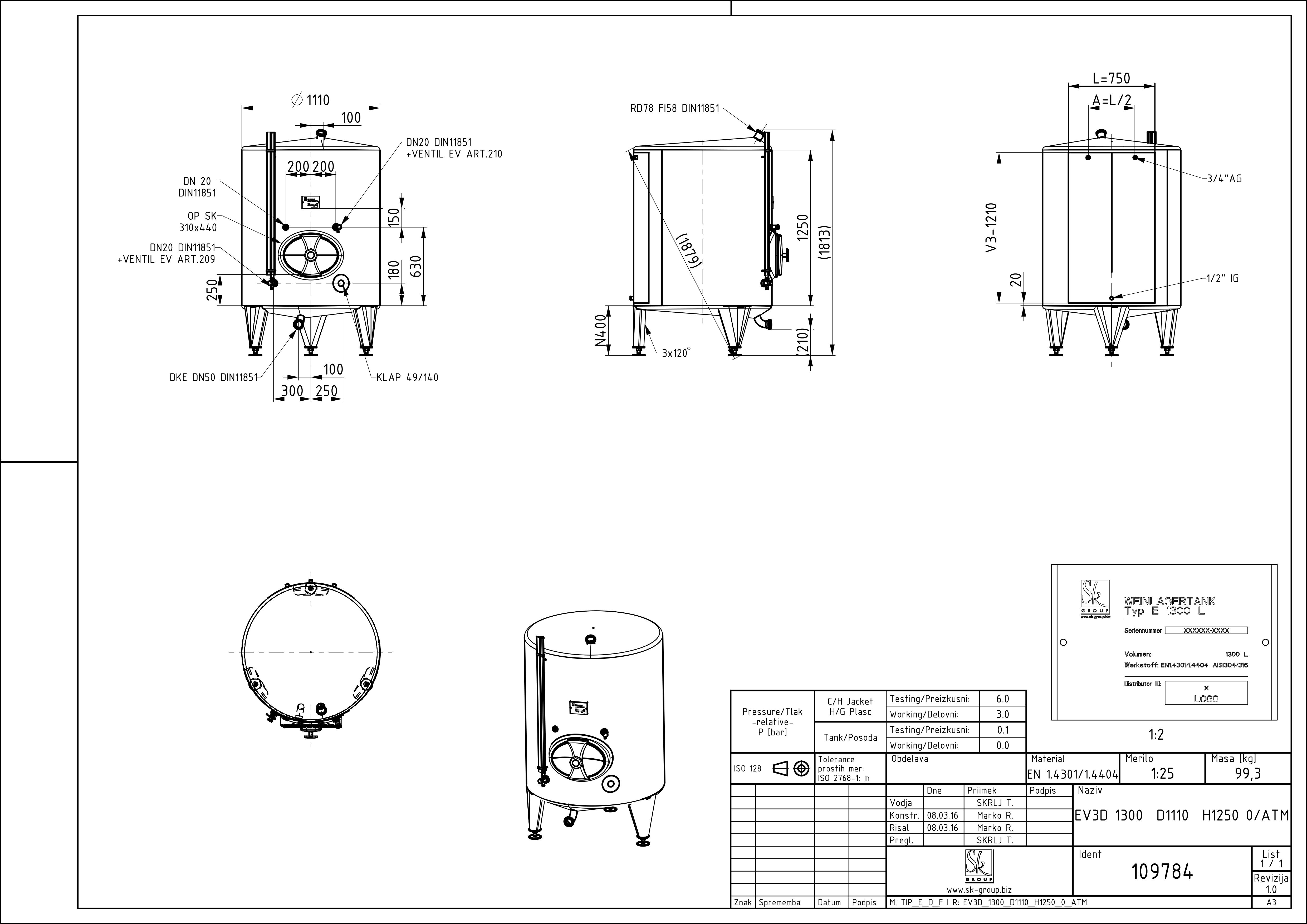 Classic storage tank with double jacket