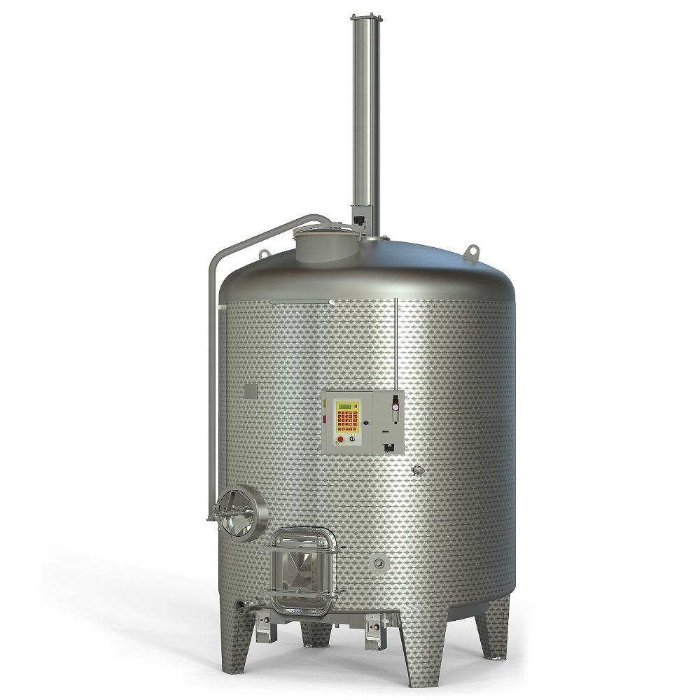 Punch-down fermenter with double jacket
