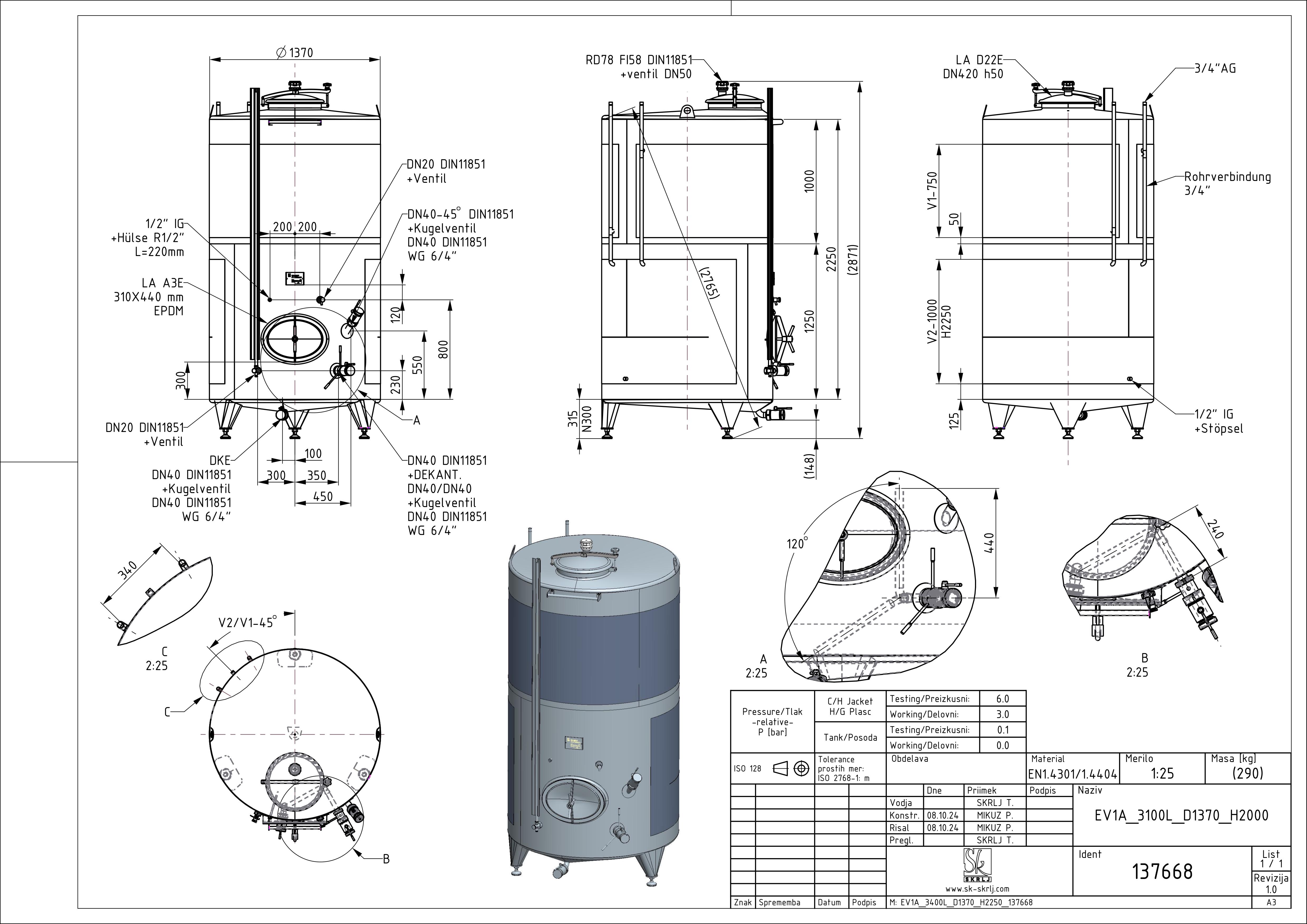 Classic storage tank with double jacket