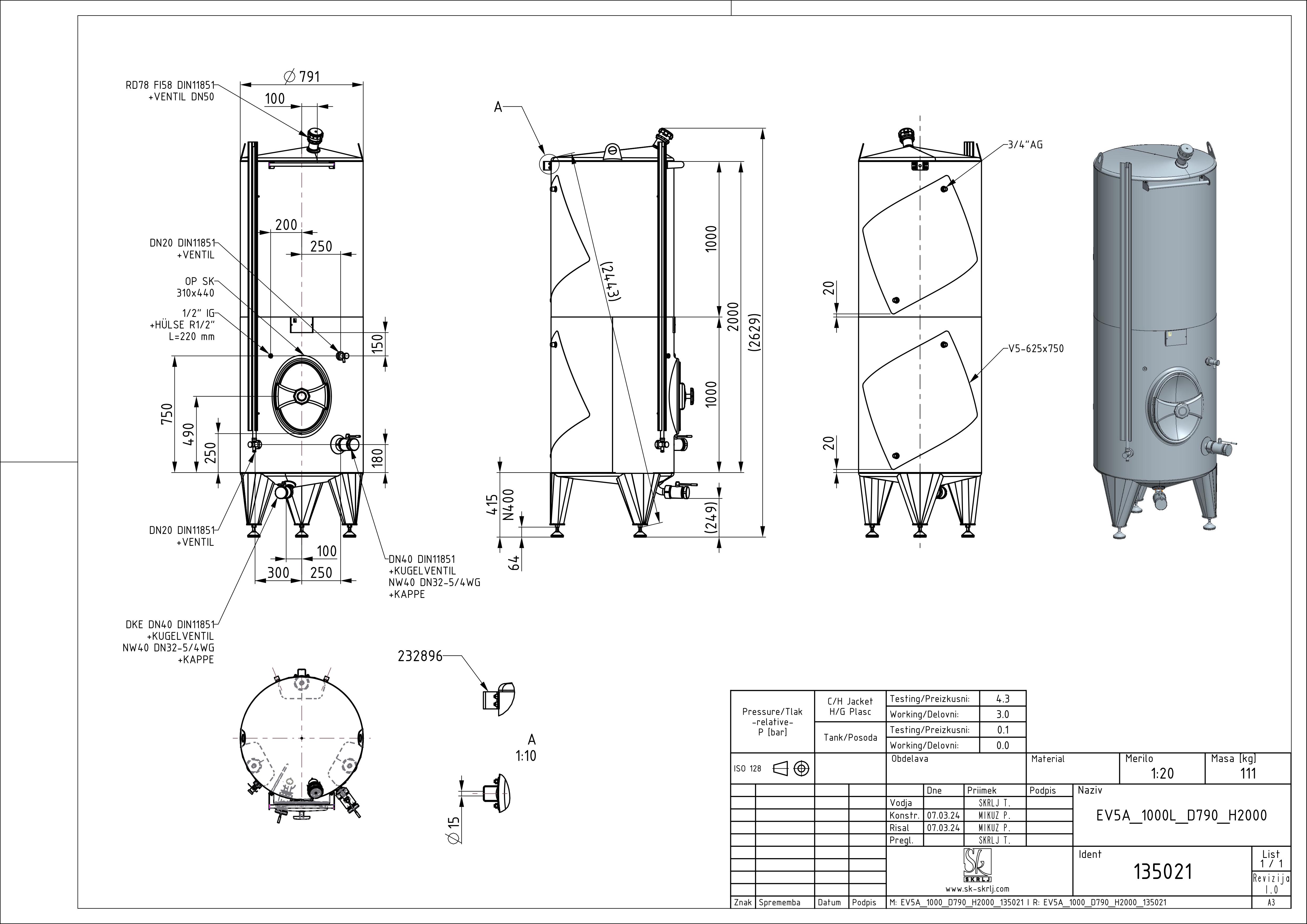 Classic storage tank with double jacket