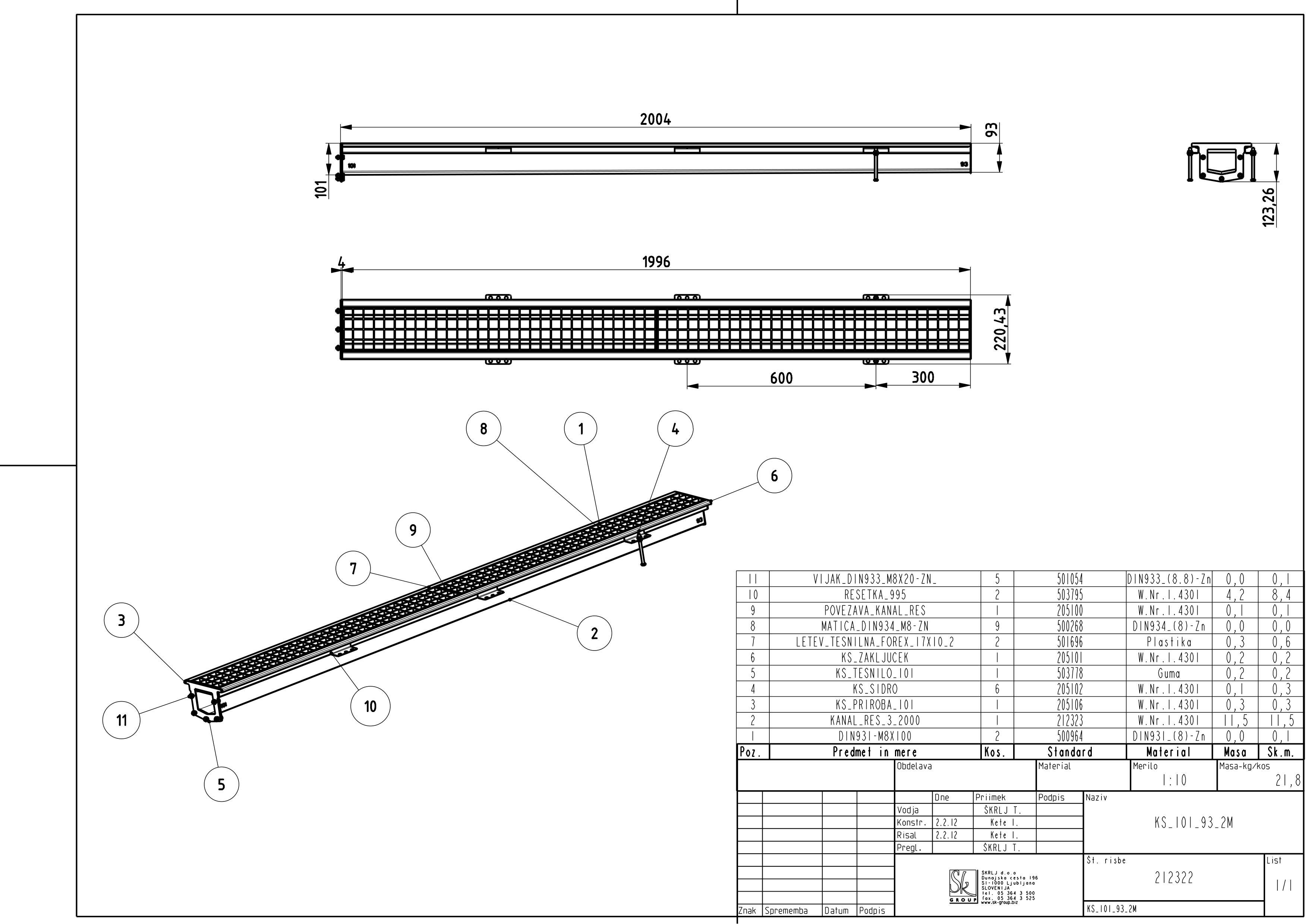 KS, drainage chanell, box type with grating